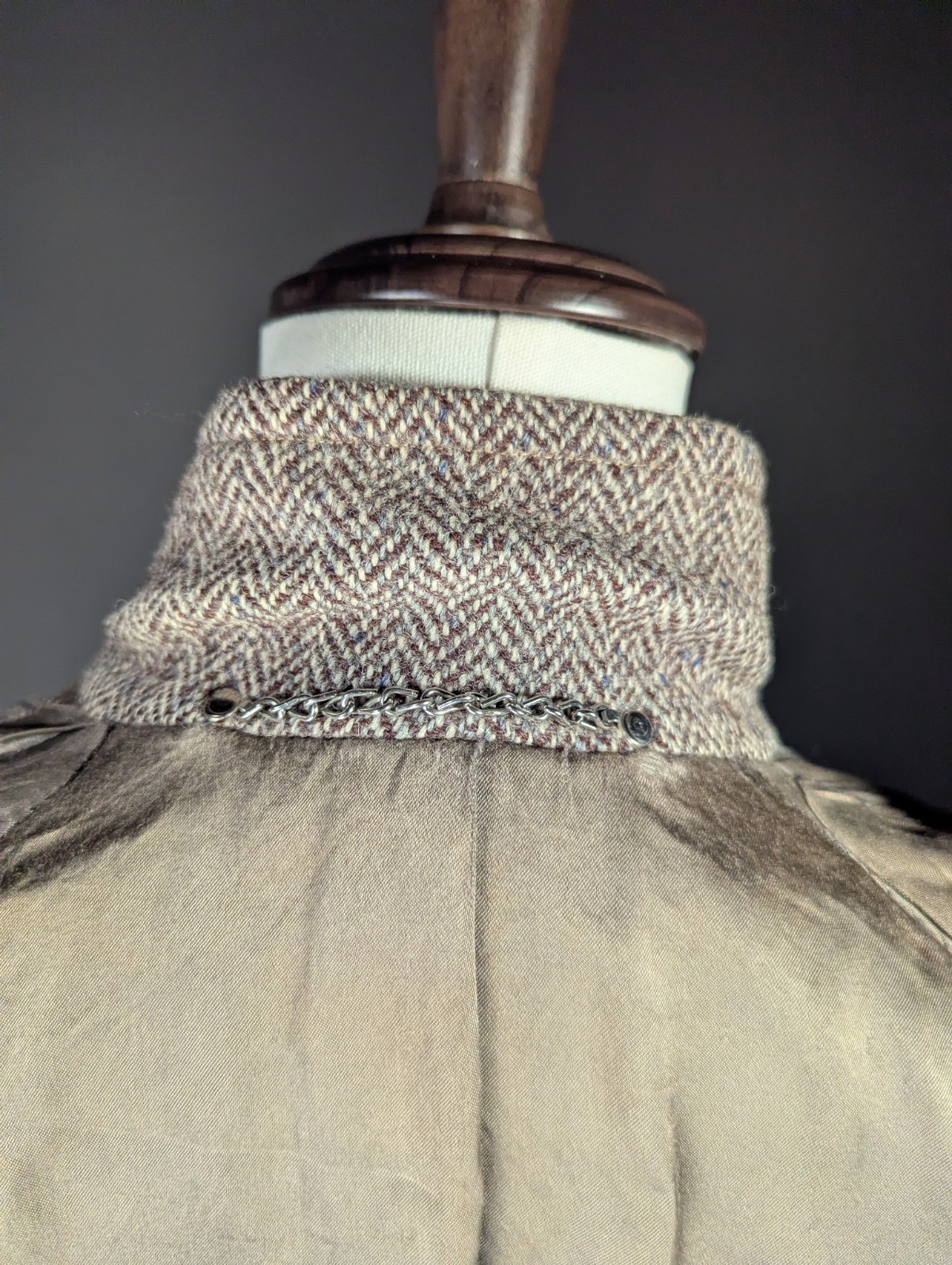 Vtg 1950s John Wanamaker Coat 100% Wool Harris Tweed Handwoven Scotland Brown XL