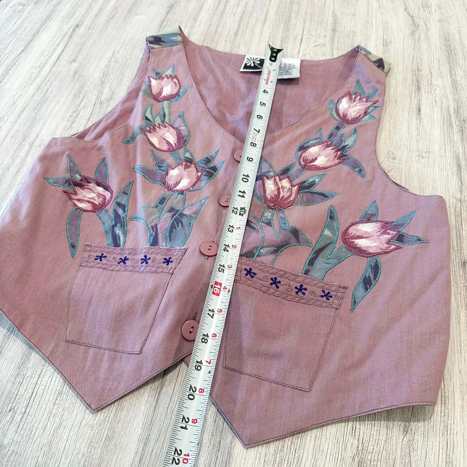 Vintage Phool 2 Piece Set Women’s L Floral Tulip Vest Skirt Boho Hippie Y2K Sz L