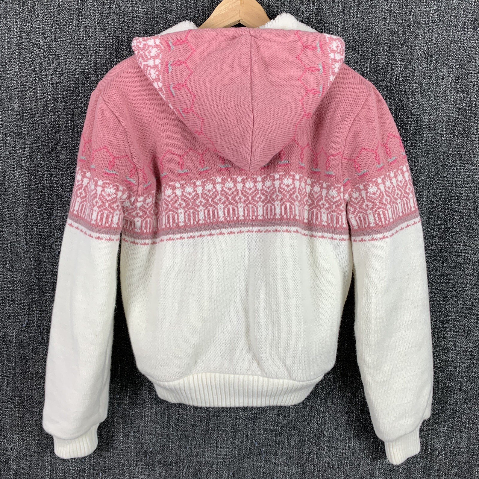 Vintage Medium Sweatshirt Fair Isle Weather Wise Styled By Betsy B Pink White