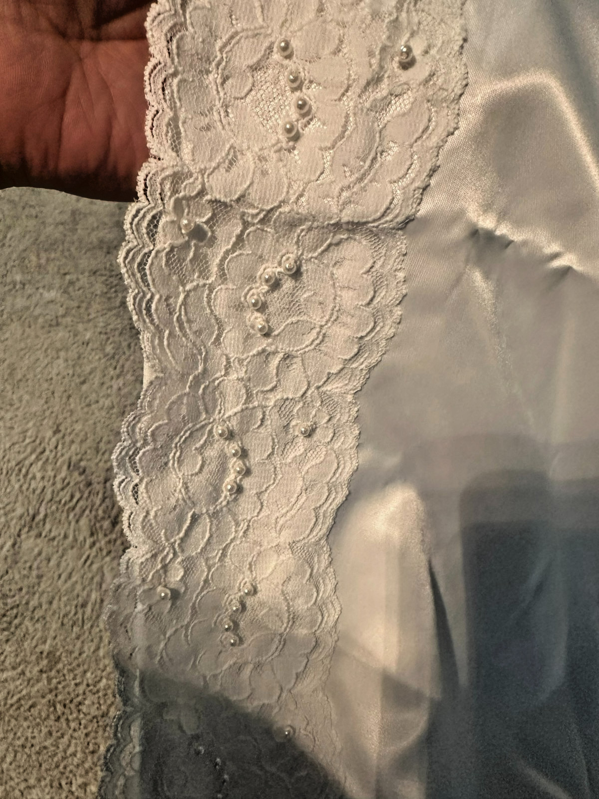 Vintage Satin Lace Wedding Dress Veil & Train Set – Pristine Preserved Box