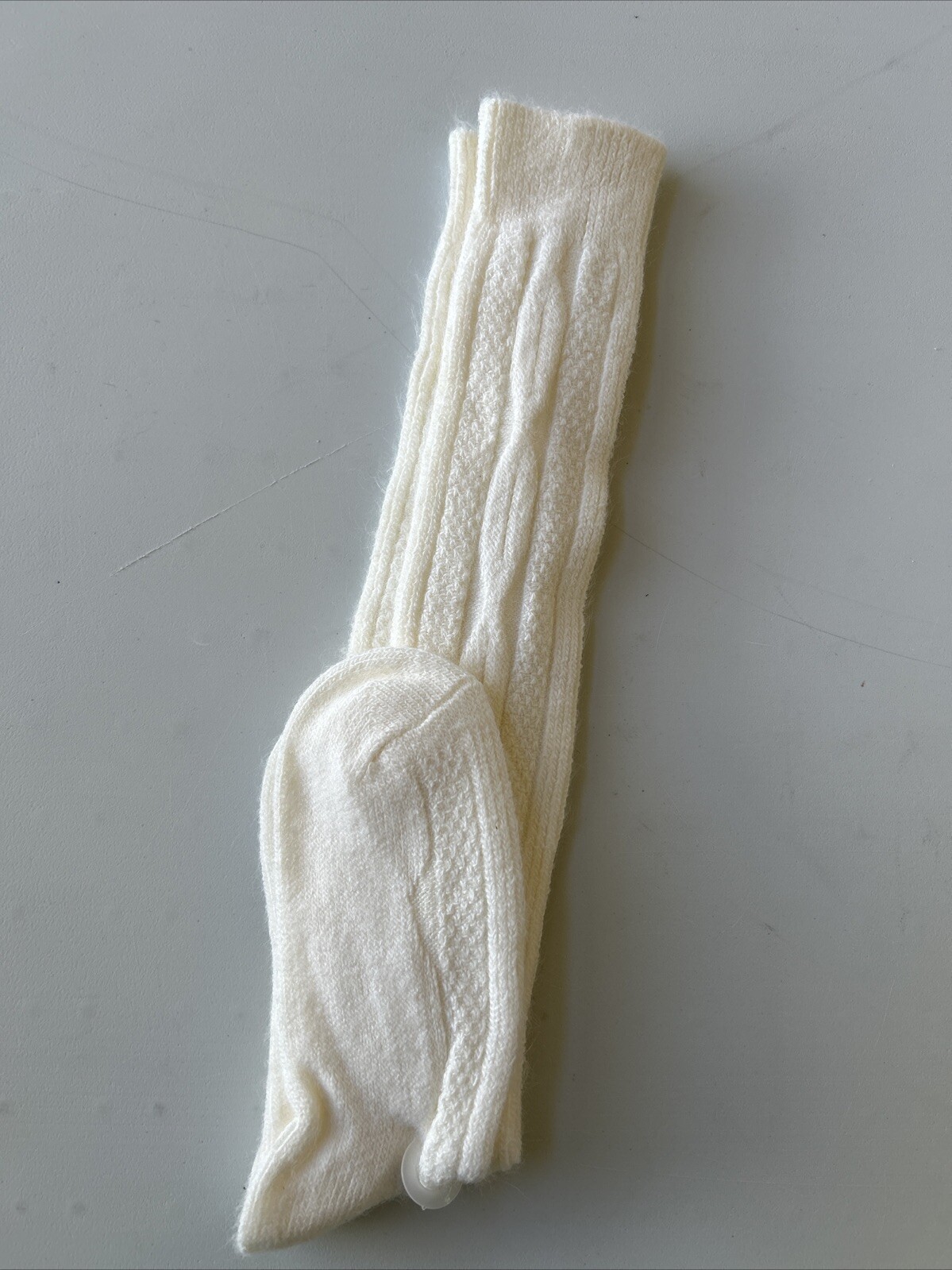 VTG Socks Cable Knit School Stocking Girl Hosiery 80s Ivory NOS 8-9.5 USA 90s