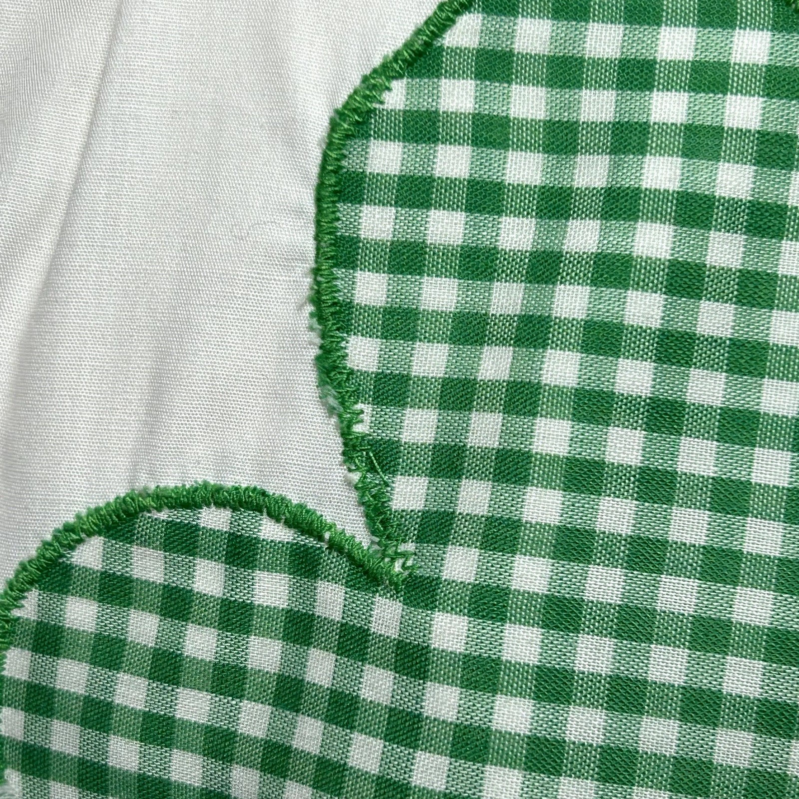 VTG 70s White Shamrock M Embroidery Gingham St. Patrick’s Day Top Twee Retro