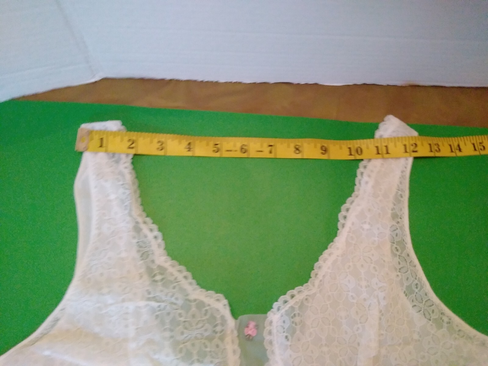 Womans Vintage Full Slip Dress Chemise European SZ L White Full Lace Bodice