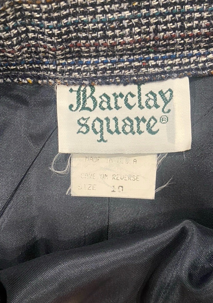 Vtg Barclay Gray Blazer Skirt Suit Multi Color Silk Thread Polyester USA Size 10