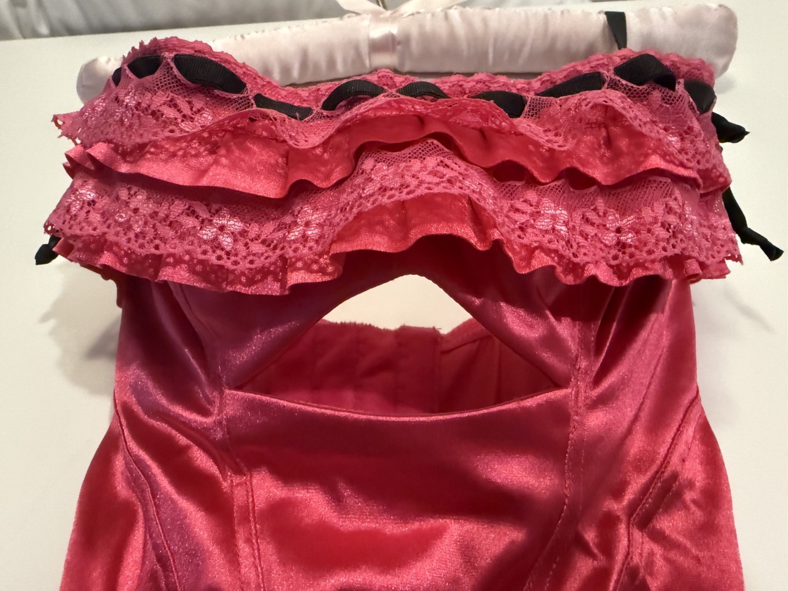 Vntg Victoria Secret “Sexy Little Things” Lingerie Set M/L 34B Pink&Black Satin