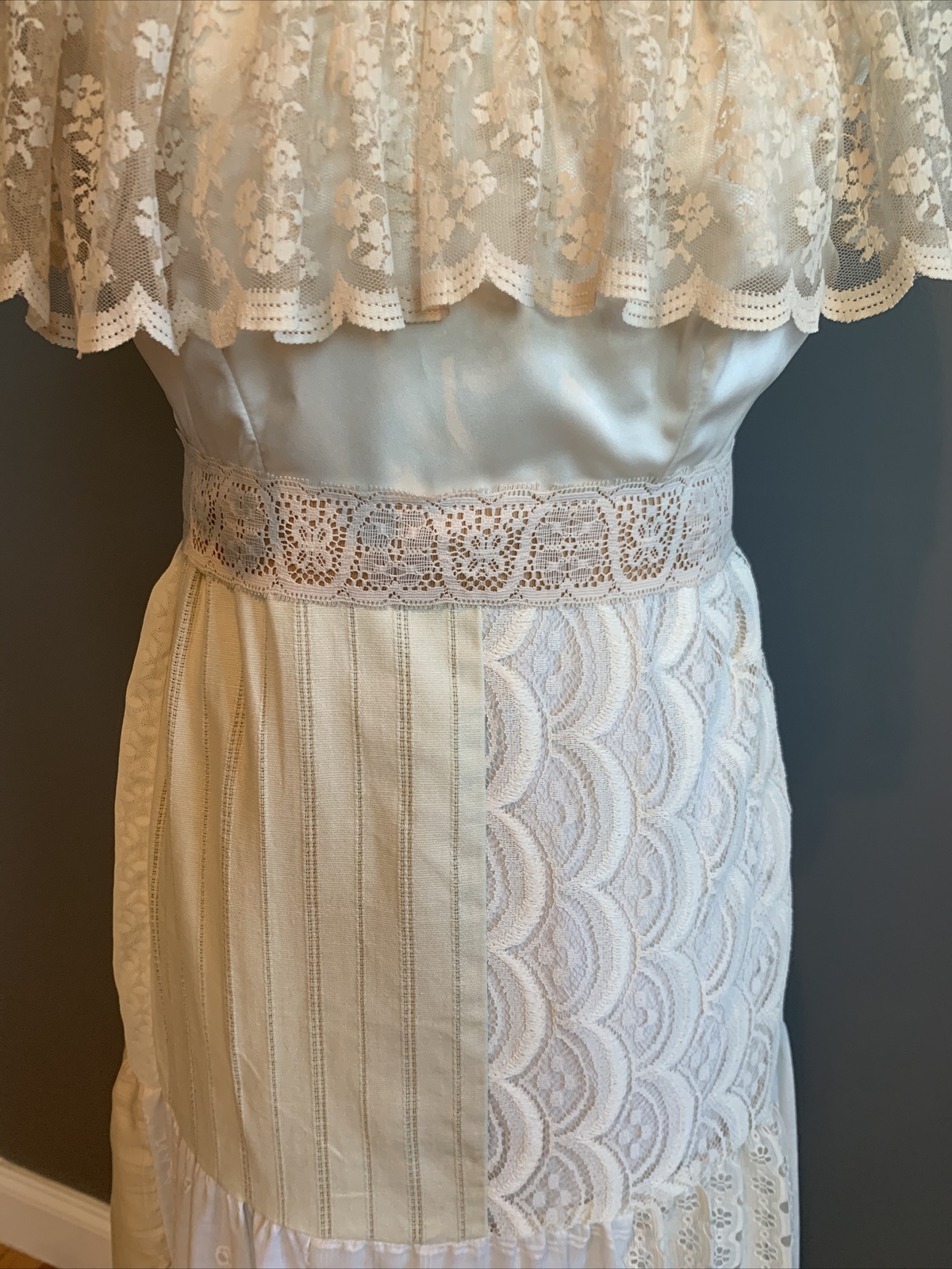 Vintage Country Elegance Patchwork Lace Cottagecore Boho Wedding Dress