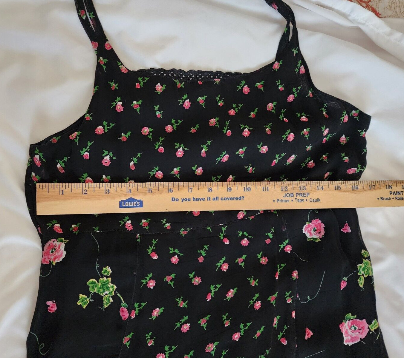 Vintage Lola P. Maxi Dress Black Multicolor Floral Textured Gauze- Size S