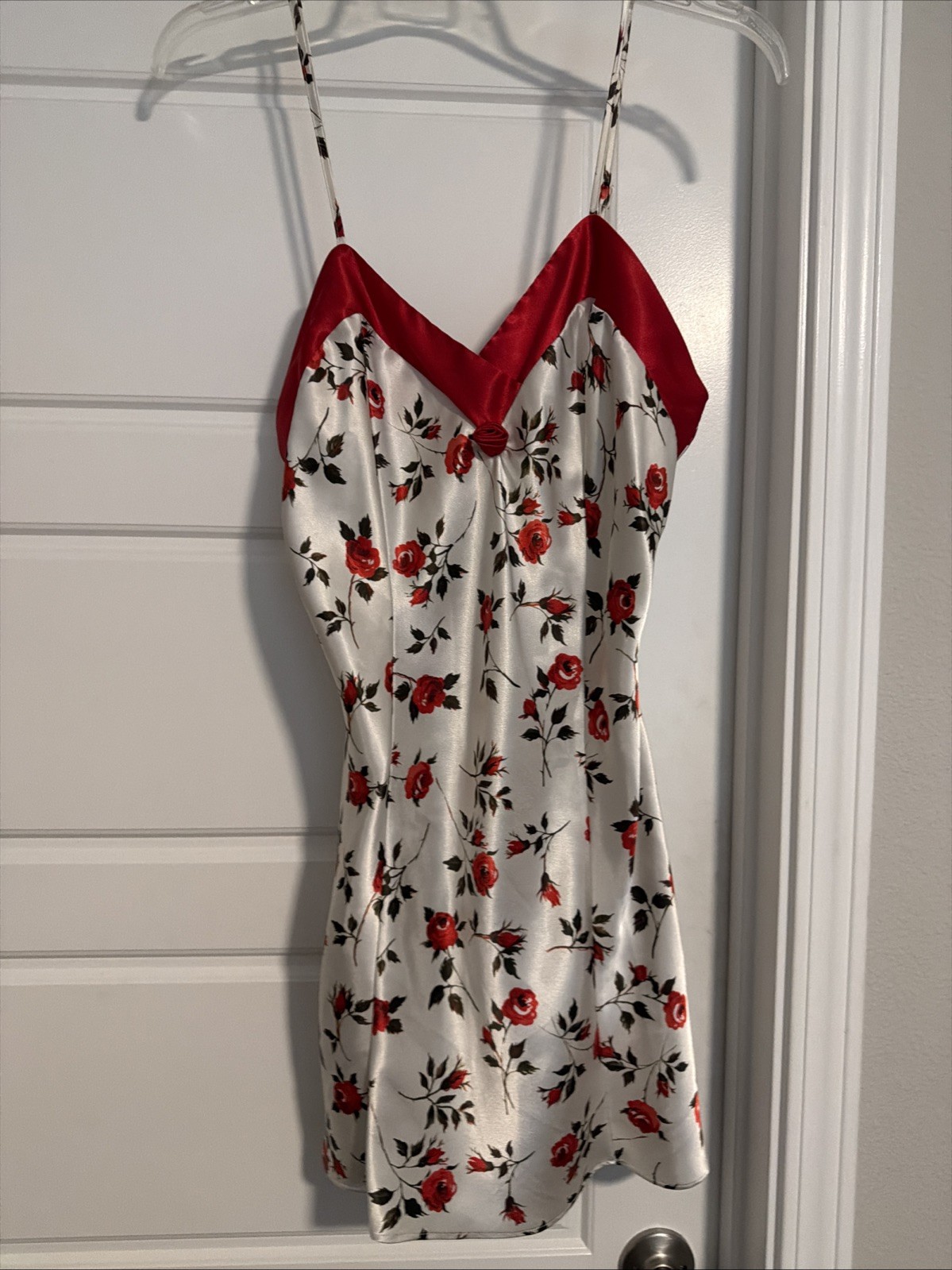 Vintage 90s Kathy Ireland Intimates Lingerie Nightie Satin Nightgown Sz S Roses