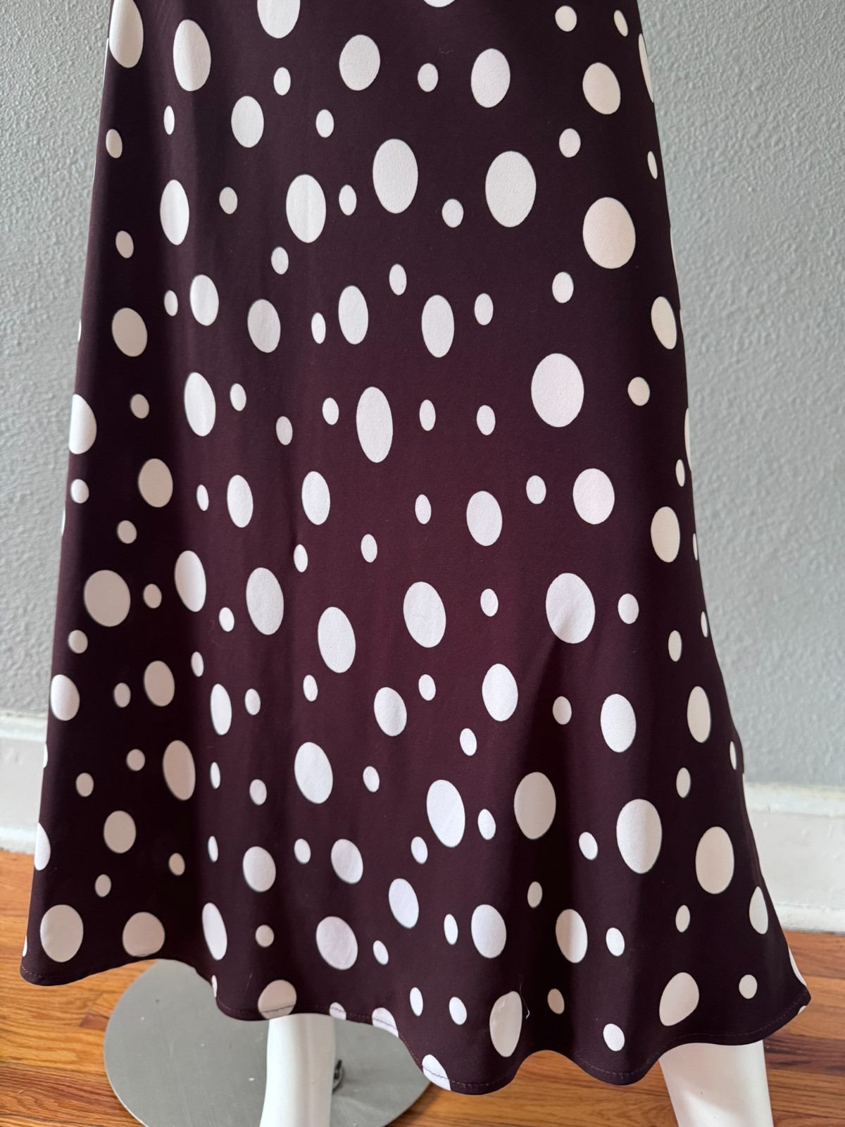 Vintage 90s Polka Dot FEMME Bias Cut Ruffle Maxi Dress L/XL