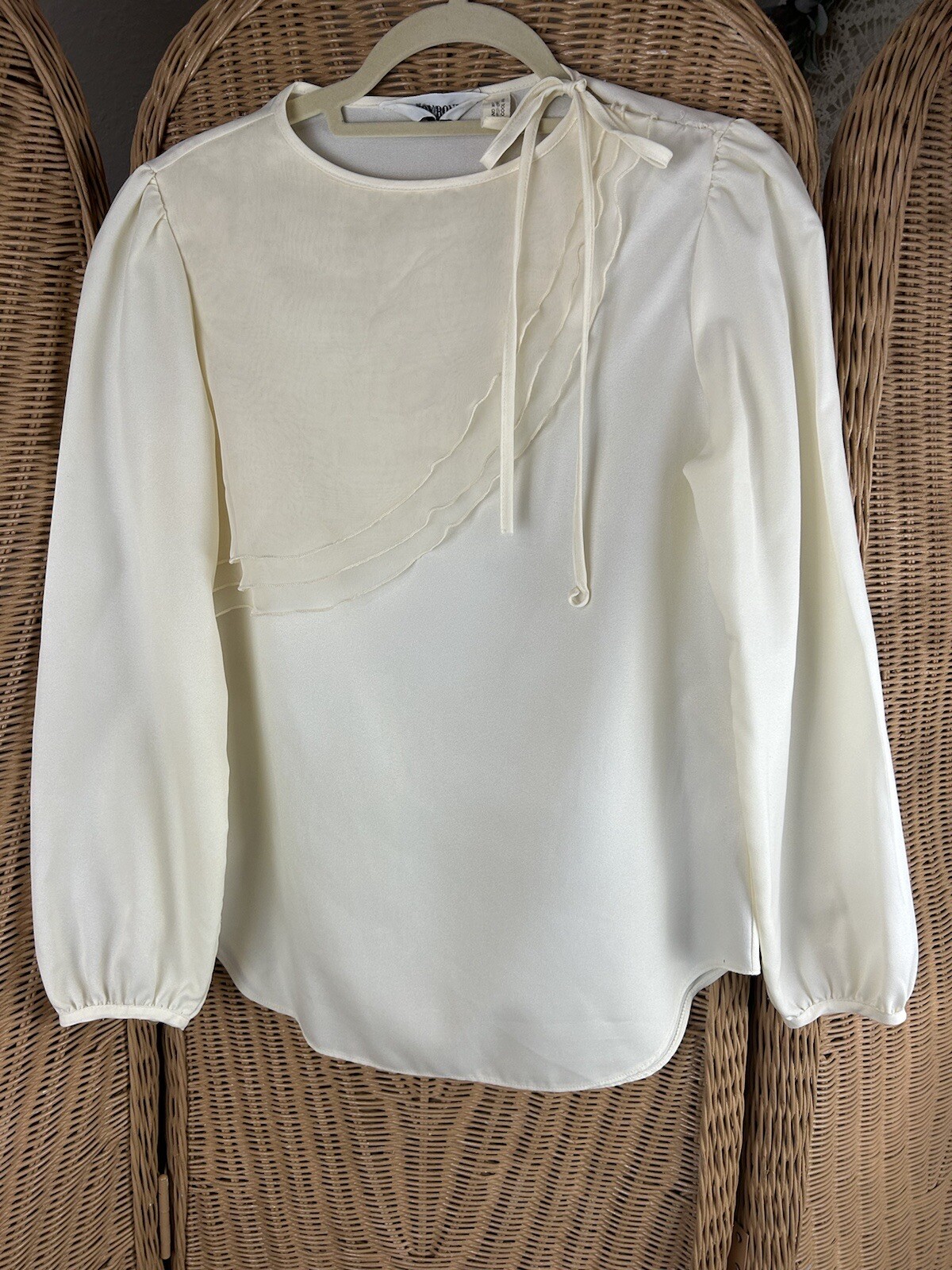 Vintage Judy Bond Blouse Ivory Secretary Corp 1980 Size 8