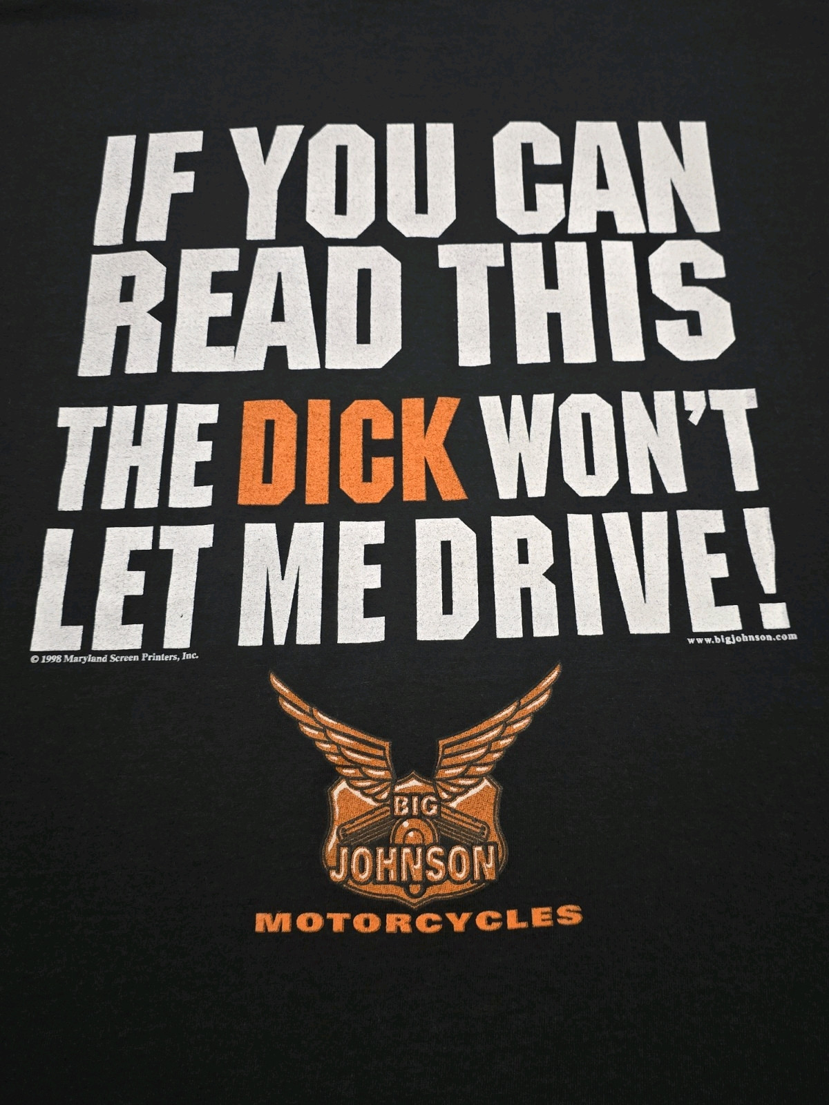 Vintage 90’s Big Johnson Punk Motorcycle T-Shirt Double Sided Size 2XL