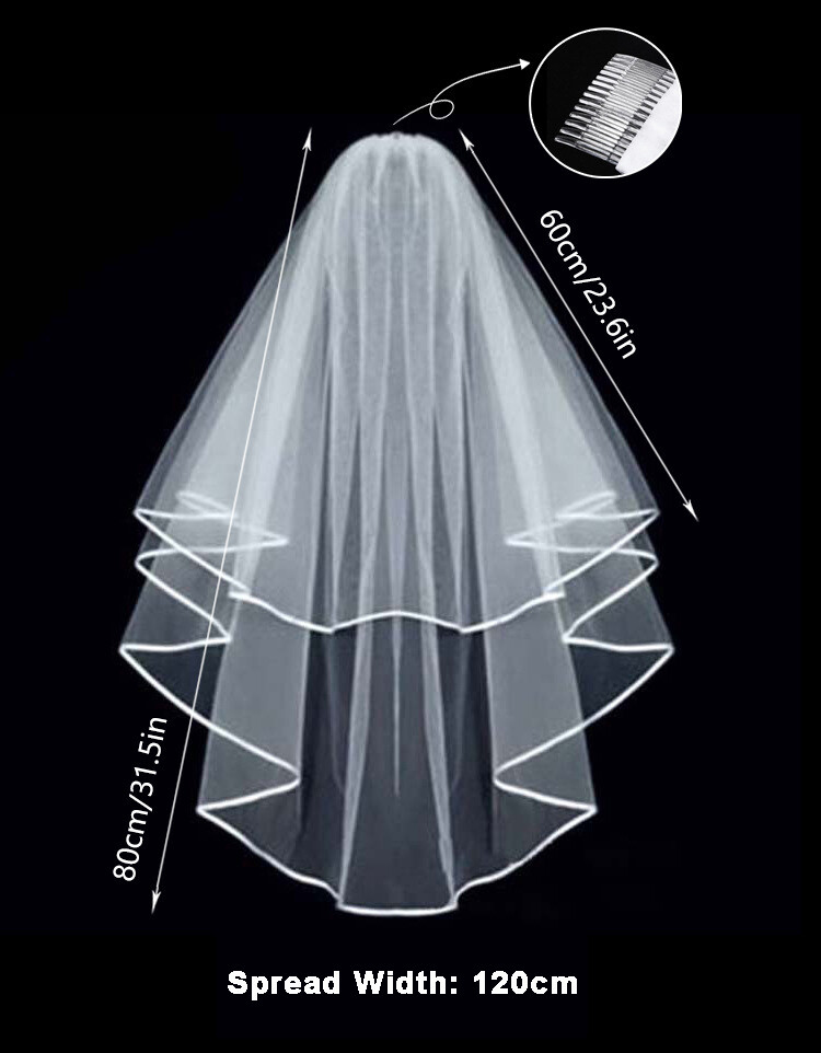 For Artistic Photo and Wedding Double Ribbon Edge Cascade Wedding Veil with Comb