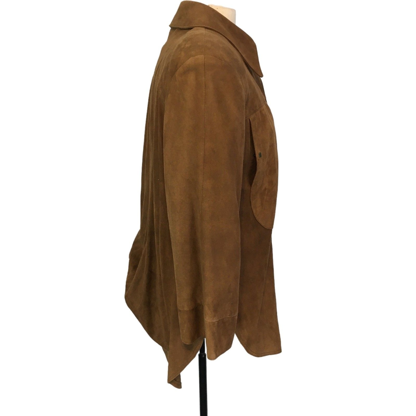 Womens Vintage 80s Brown Leather Shirt Jacket, Snap Front, sz 10, 42 chest