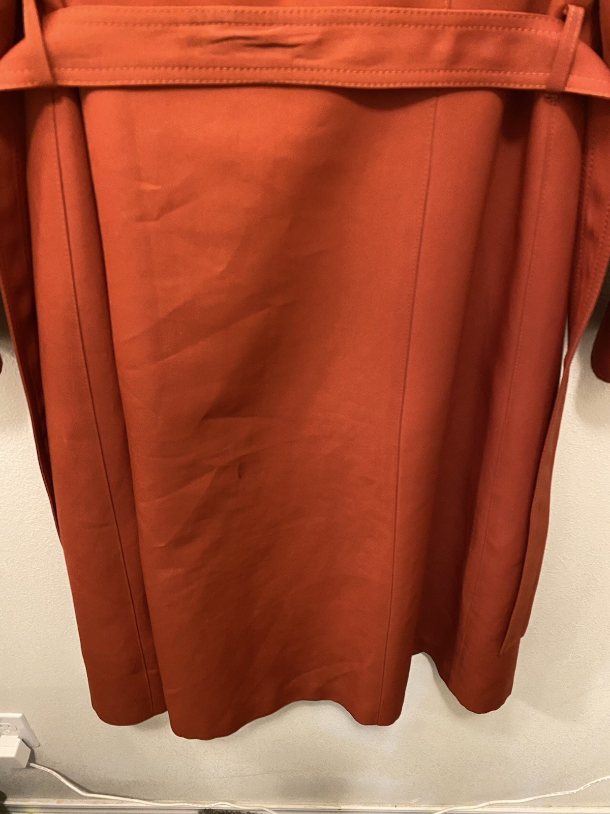Vintage 1970s Sirocco Rust Orange Trench Coat Plaid Lining Belt Sz 12 Exc