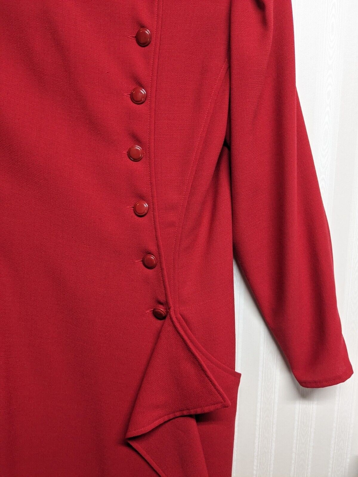 Ungaro Solo Donna Paris Vintage Dress Women US 12 / EU 46 Buttons Wool Red Italy