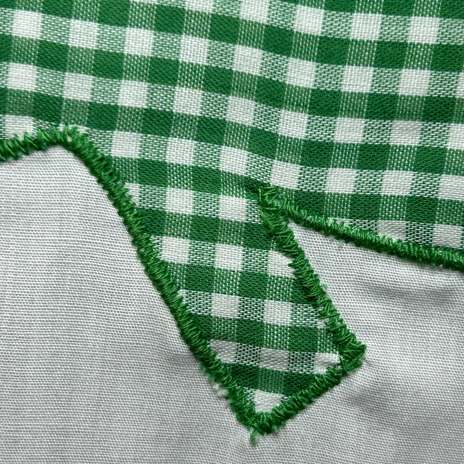 VTG 70s White Shamrock M Embroidery Gingham St. Patrick’s Day Top Twee Retro