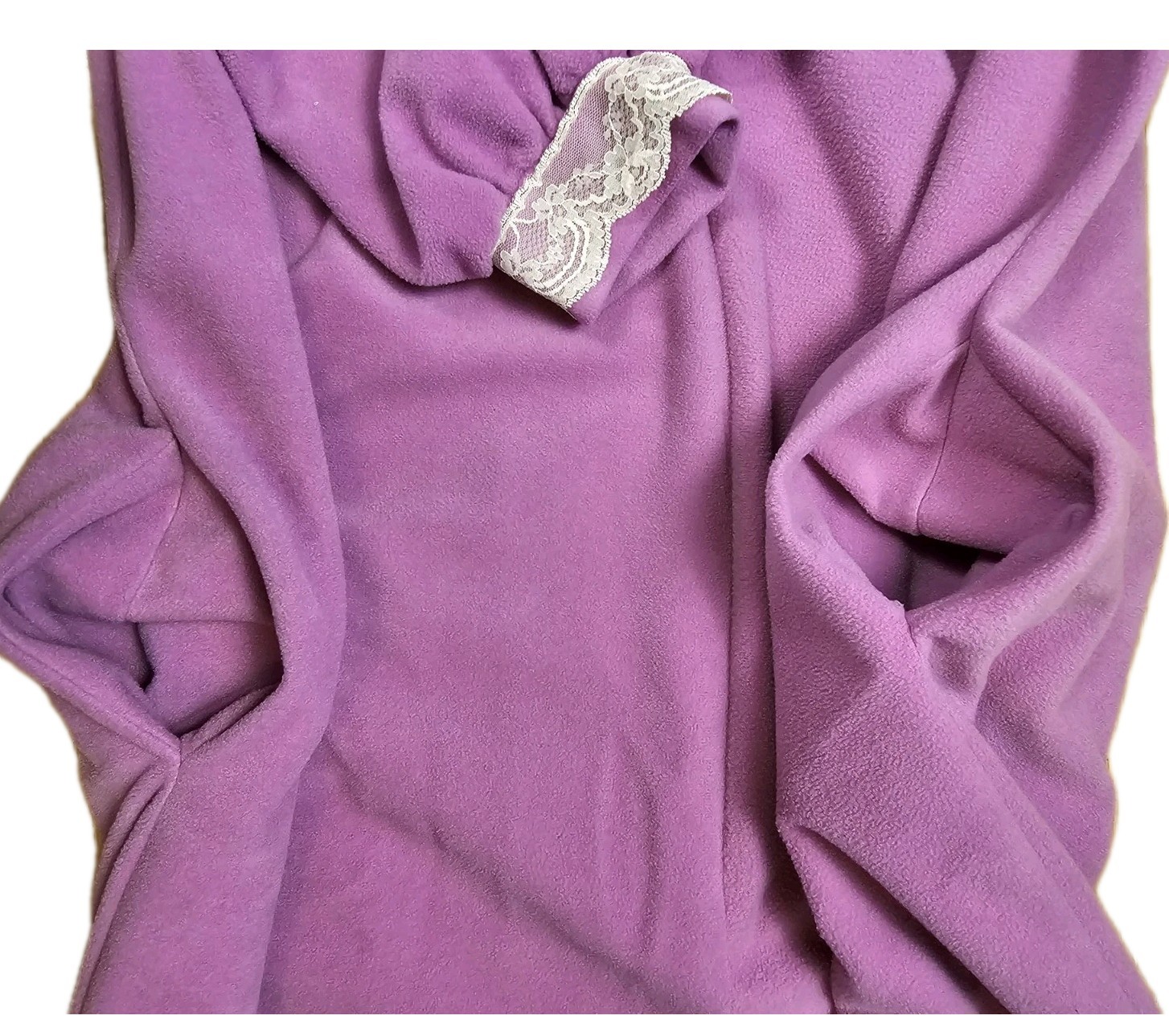 Vtg Sears Famous Bodies Women’s L Robe Housecoat Pink/Lavender Lace Fleece Long