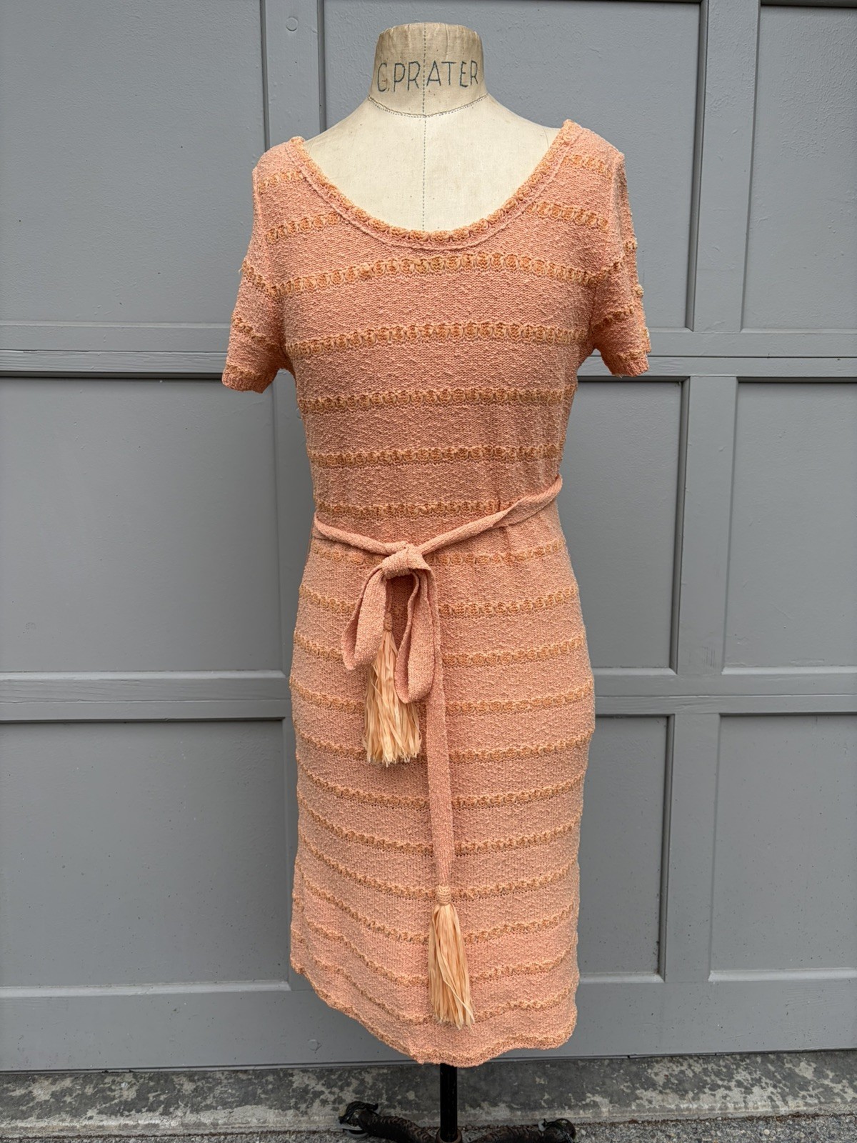 VINTAGE California Sportswear Snyderknit Dress – Womens Sz Medium Peach- 1940s
