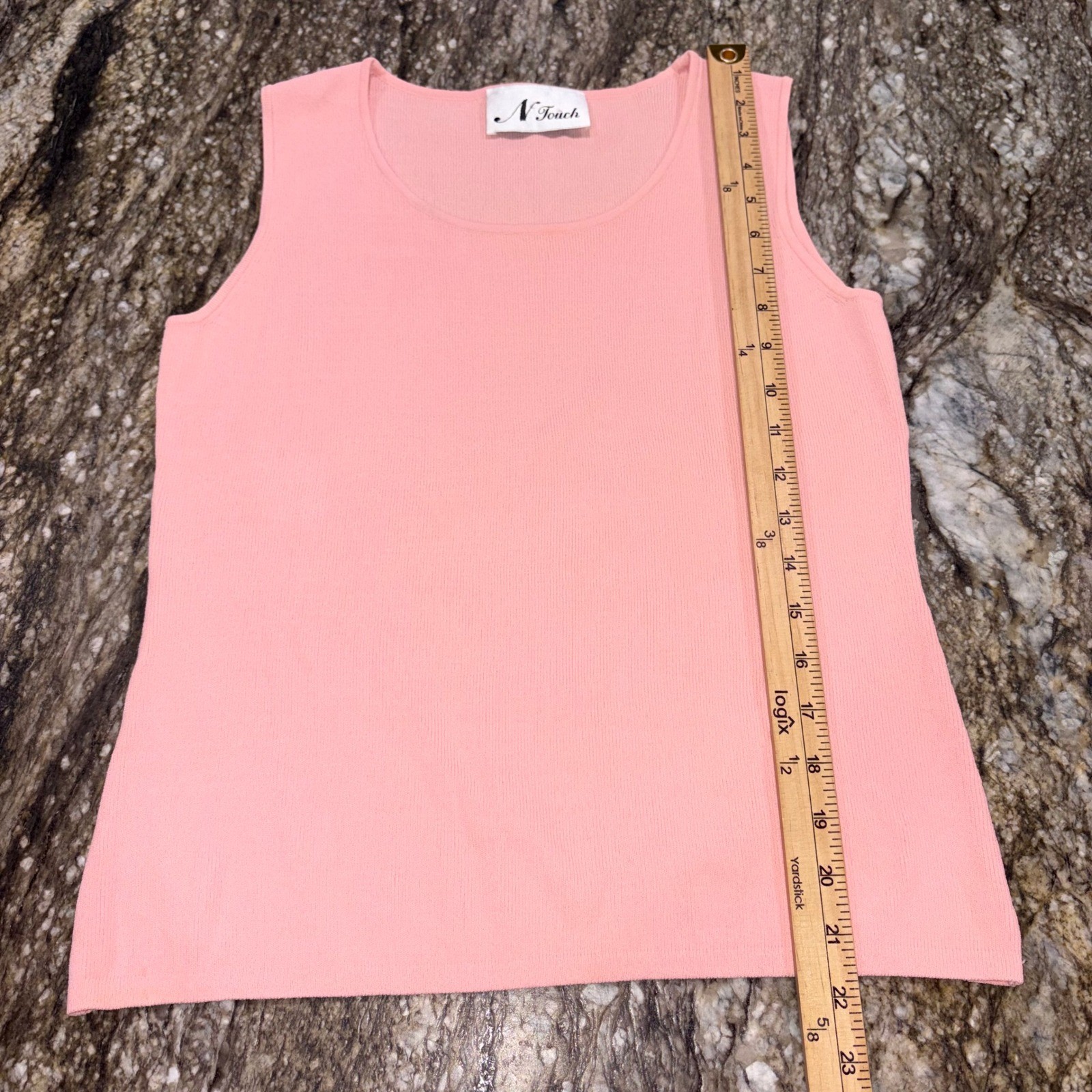 Vintage Knit Shell Tank Top Sleeveless Scoop Neck Women Large Pink N Touch