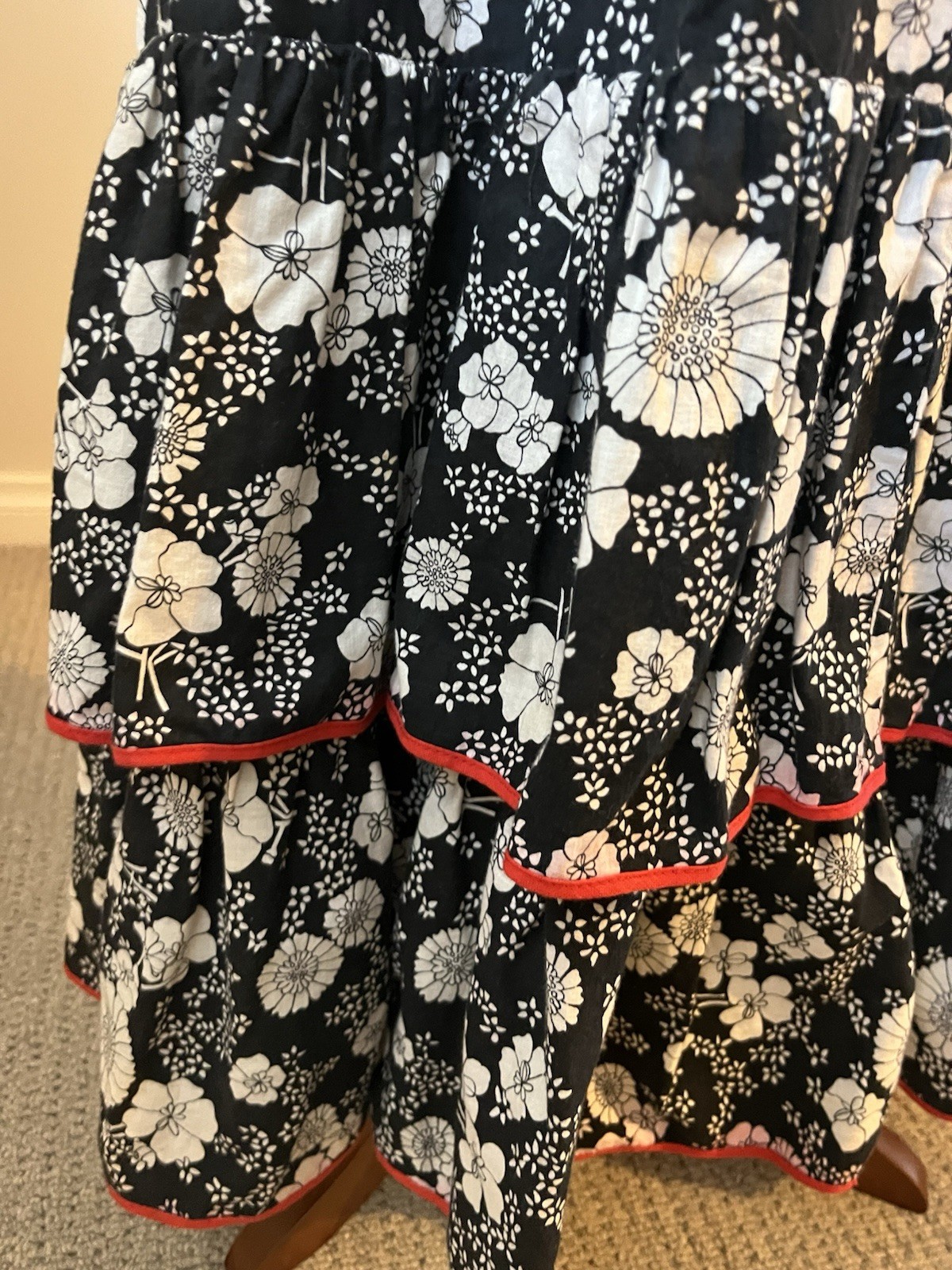 Vintage 70s DARLING OF MELBOURNE Prairie Maxi Dress Black & Red floral – size 12