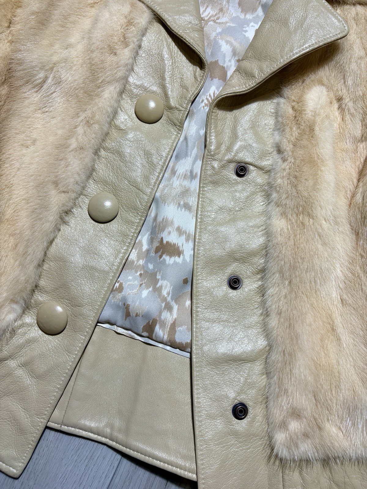 VTG 1960s Maurie Gaull Furs Boston Genuine Fur Leather Trim Coat Women’s Large