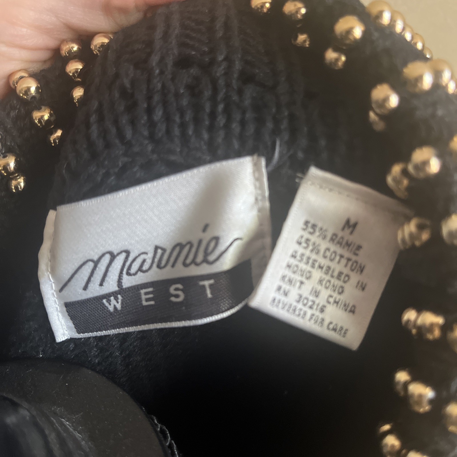 Vintage Marnie West Beaded Sweater Black And Gold Cotton/Ramie Medium