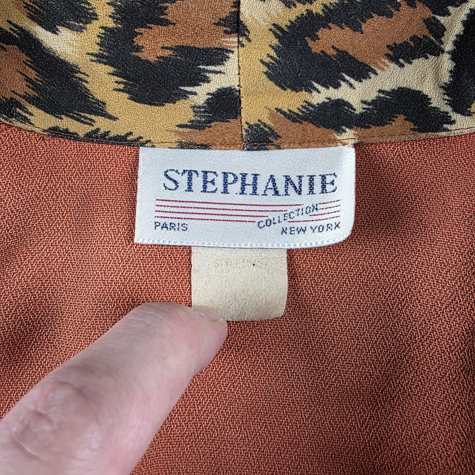 Vtg 70s 80s Womens Blazer Large Leopard Print Pearl Button Rayon Orange Made USA