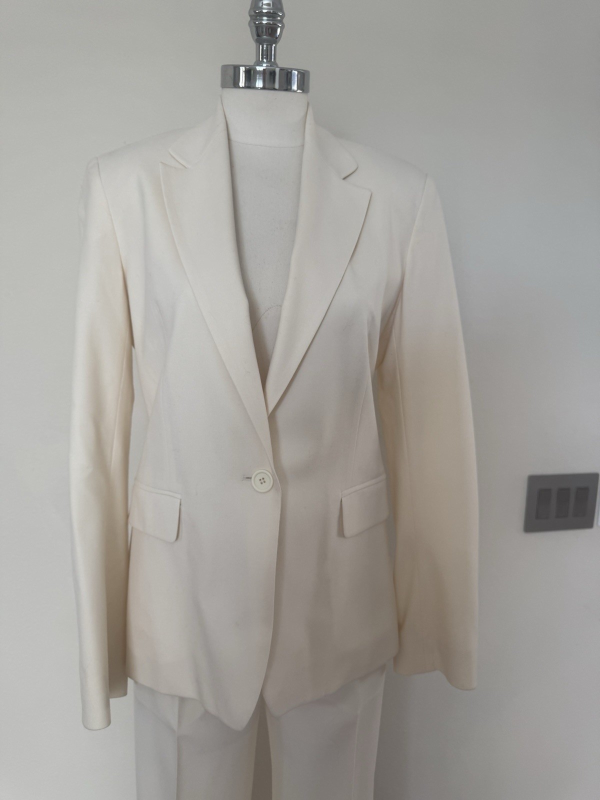 Nicole Farhi Vintage 90’s Womens Cream Wool Pant Suit UK Size 10 US Size 6