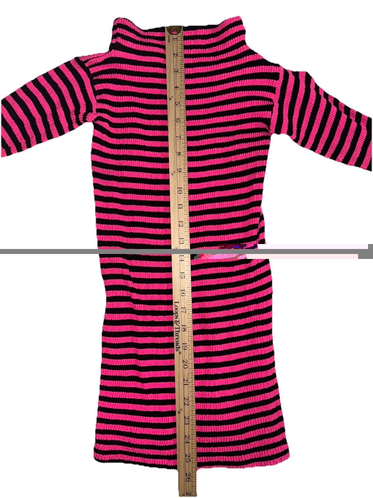 Vintage 80’s Bodycon Pink And Black Striped Dress Small/Medium