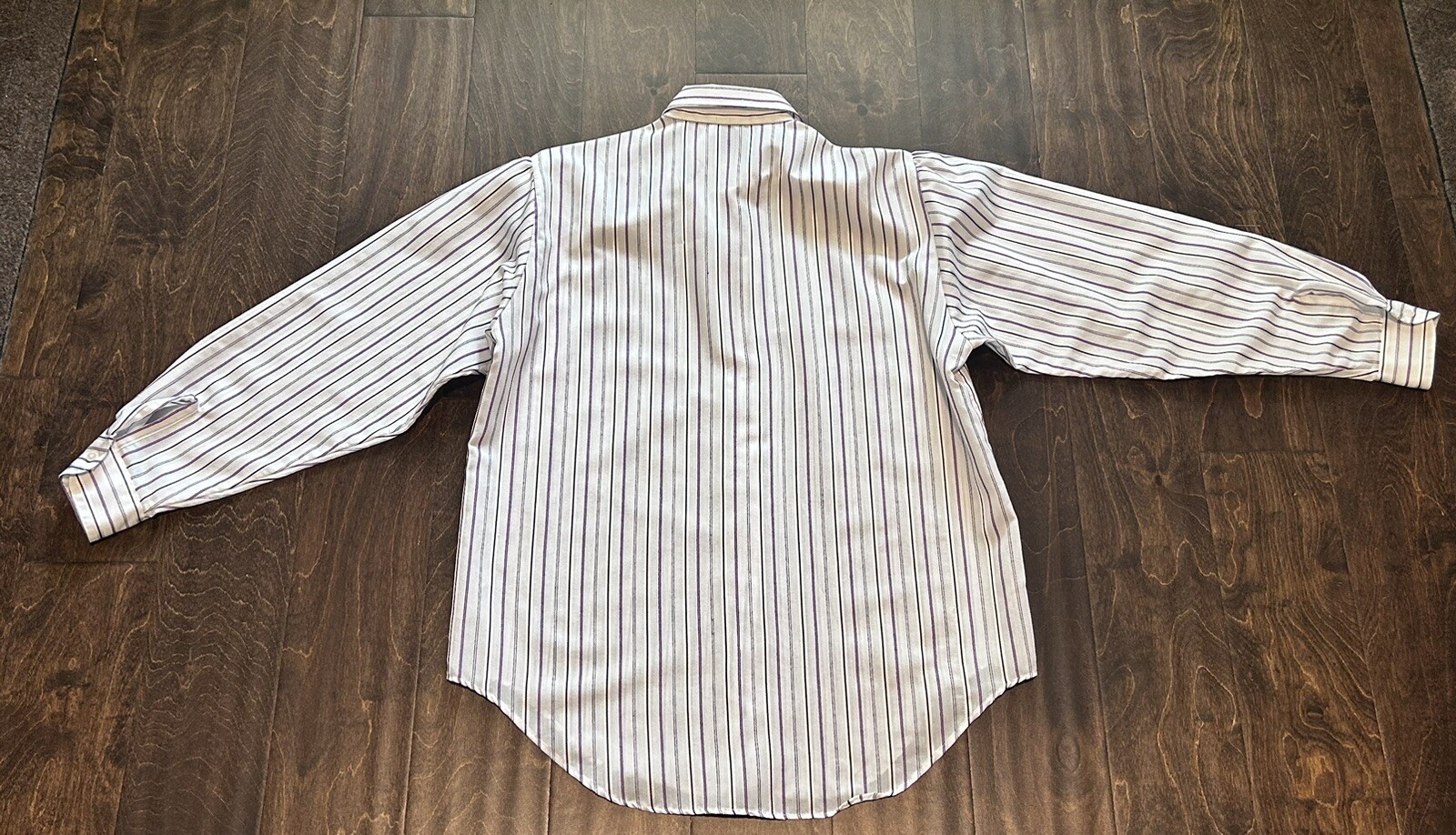 Vtg 80s Women’s Cobble Lane Shirtmakers Purples & Whites Stripes button shirt 12
