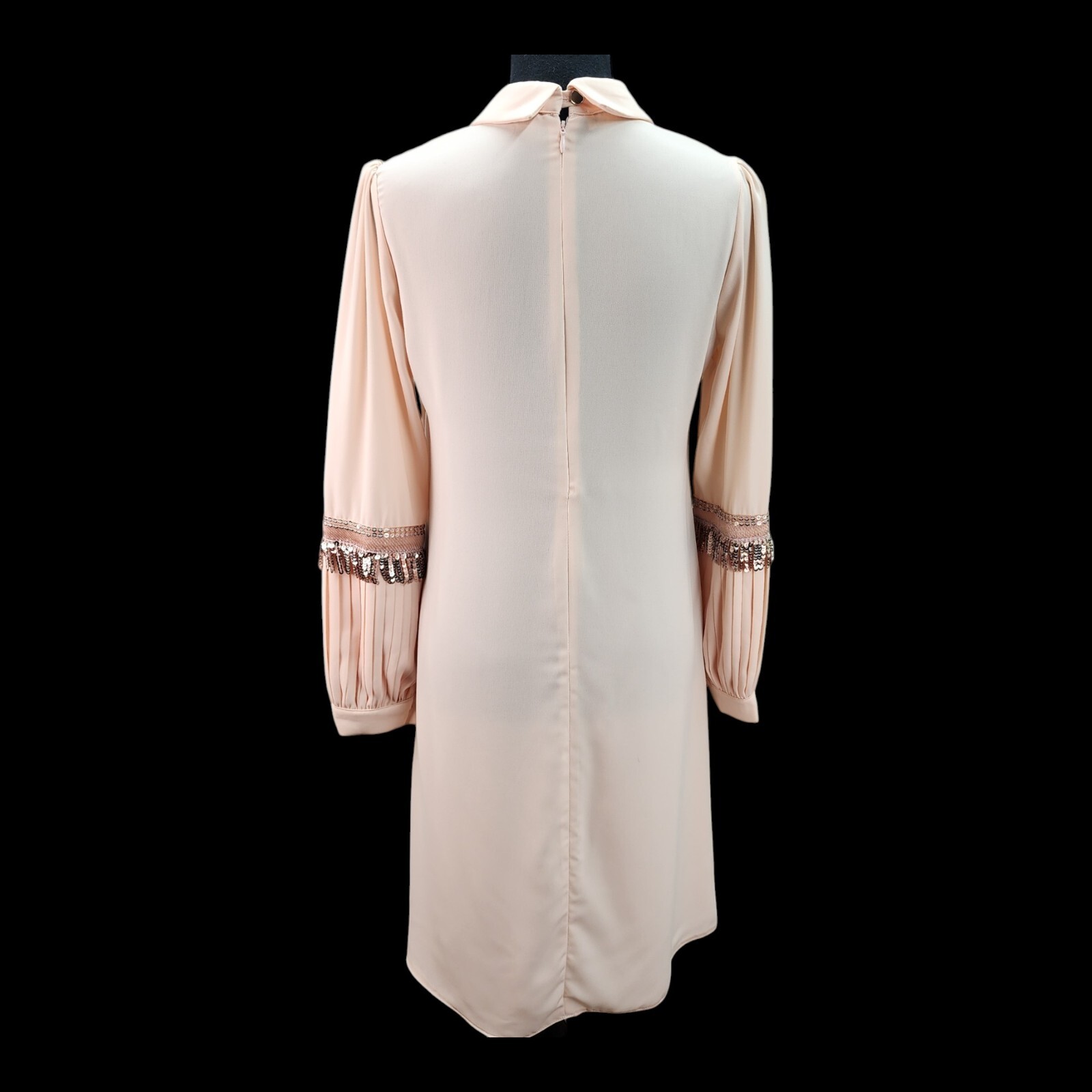 VTG Miss Miray Beaded Fringe Dress Sz 8 Light Pink Quiet Elegance Classic Luxury