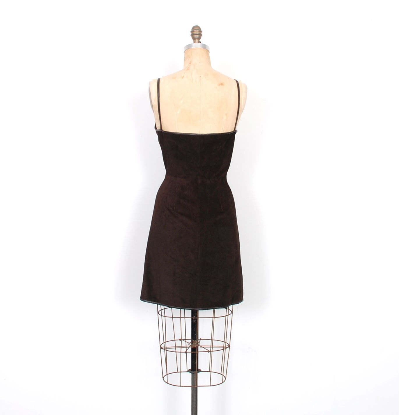 Vintage 1990’s Suede Brown Mini Dress Small S – US Size 4-6