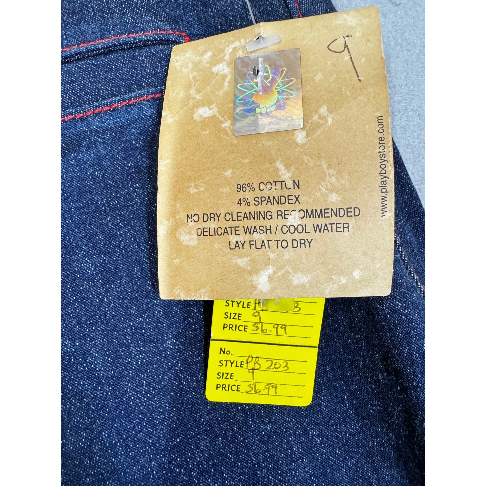 Vintage Y2K Playboy Dark Wash Jeans Size 9 Red Stitching Bunny Logo NWT