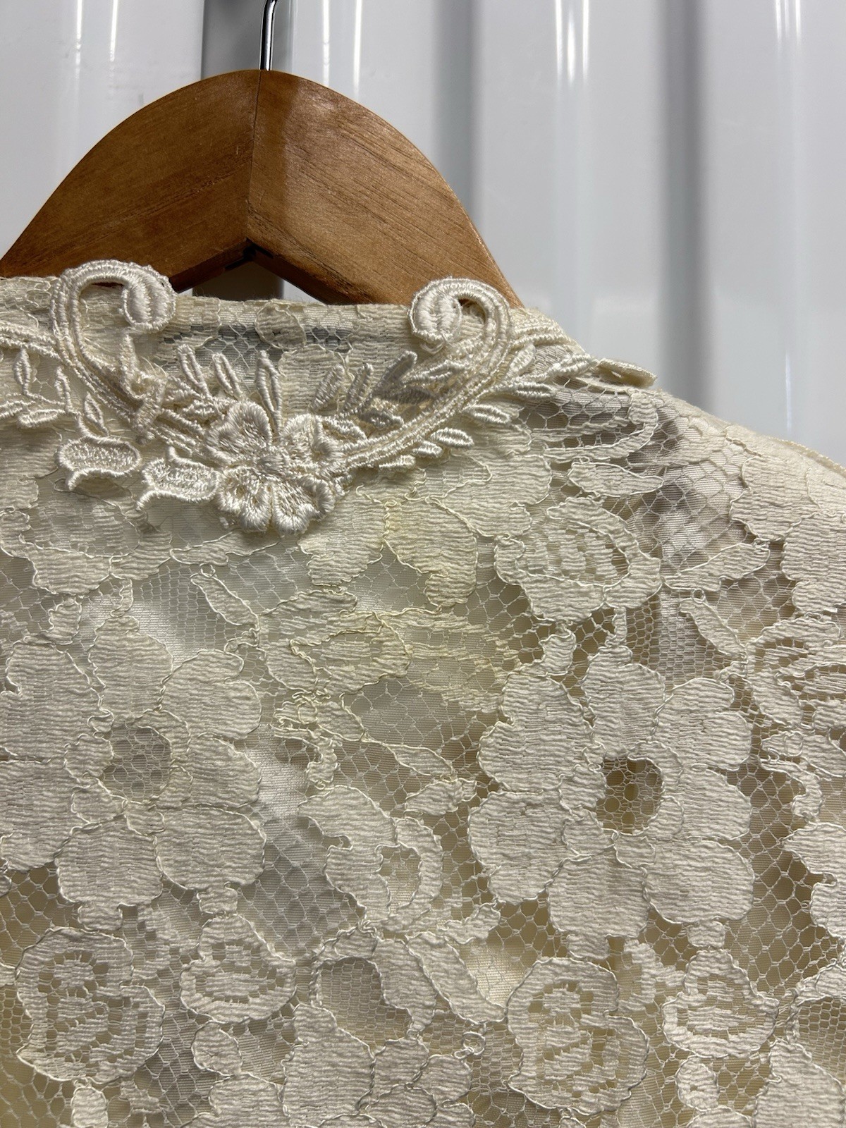 Vintage 80s Cachet by Bari Protas Ivory Fitted Lace Jacket Women’s Sz 12/M