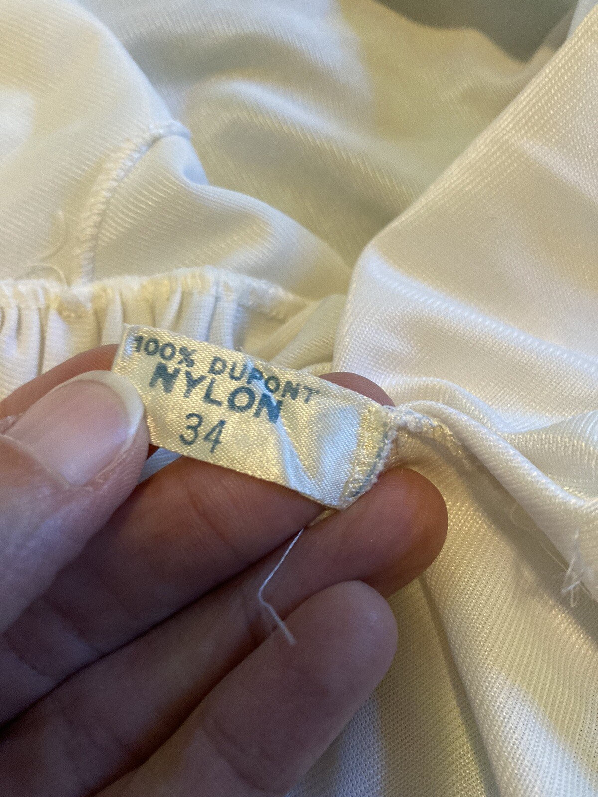 Vintage MCM DuPont Nylon Cream Slip Dress Sz 34