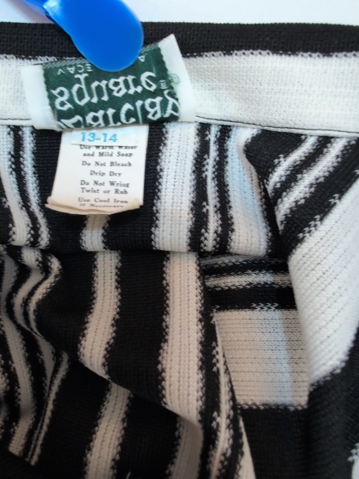 80s womens vtg 13-14 barclay square black white striped usa made jacket pockets