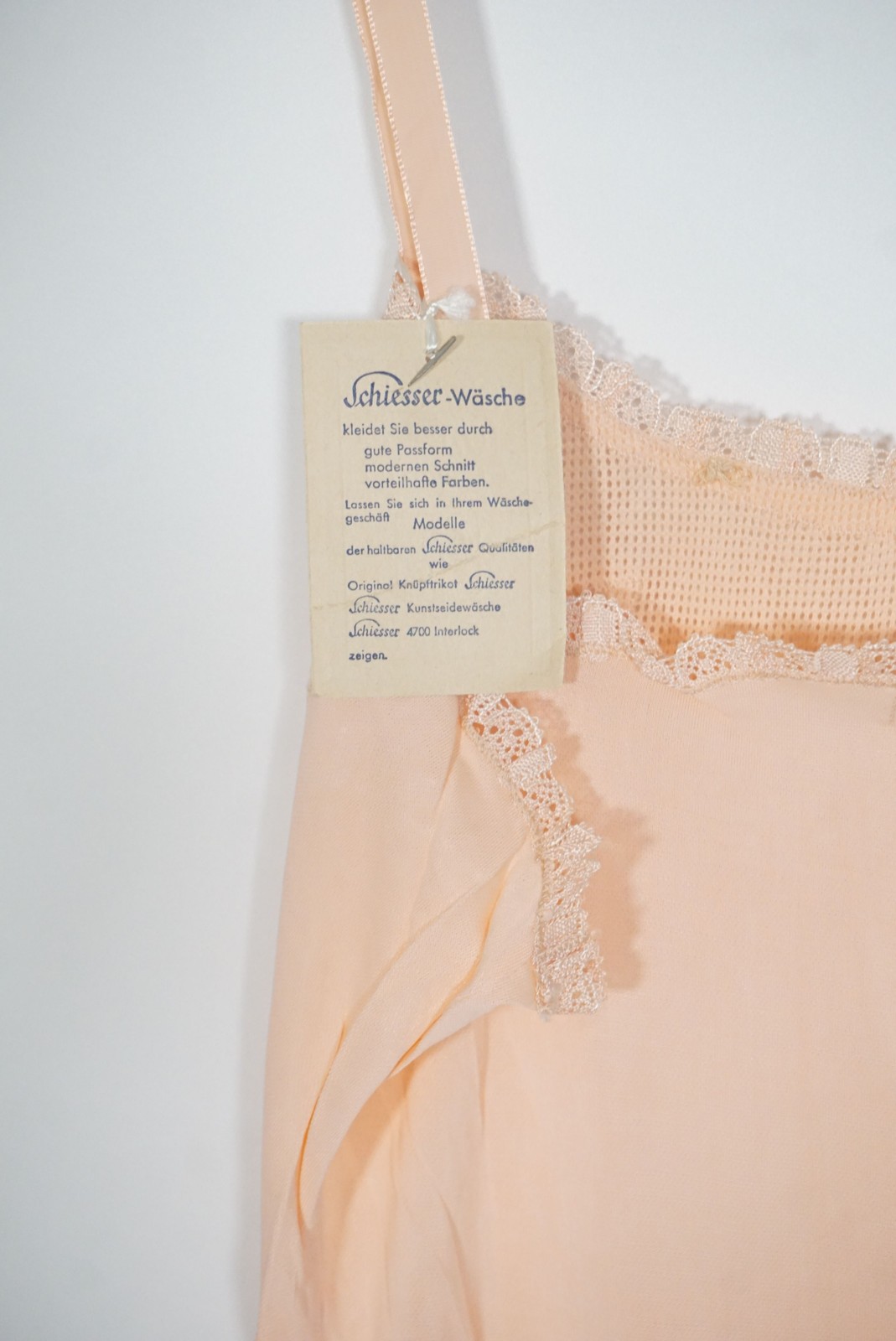 Vintage Original Schiesser Laundry Slip Dress Nightgown Salmon Size 44