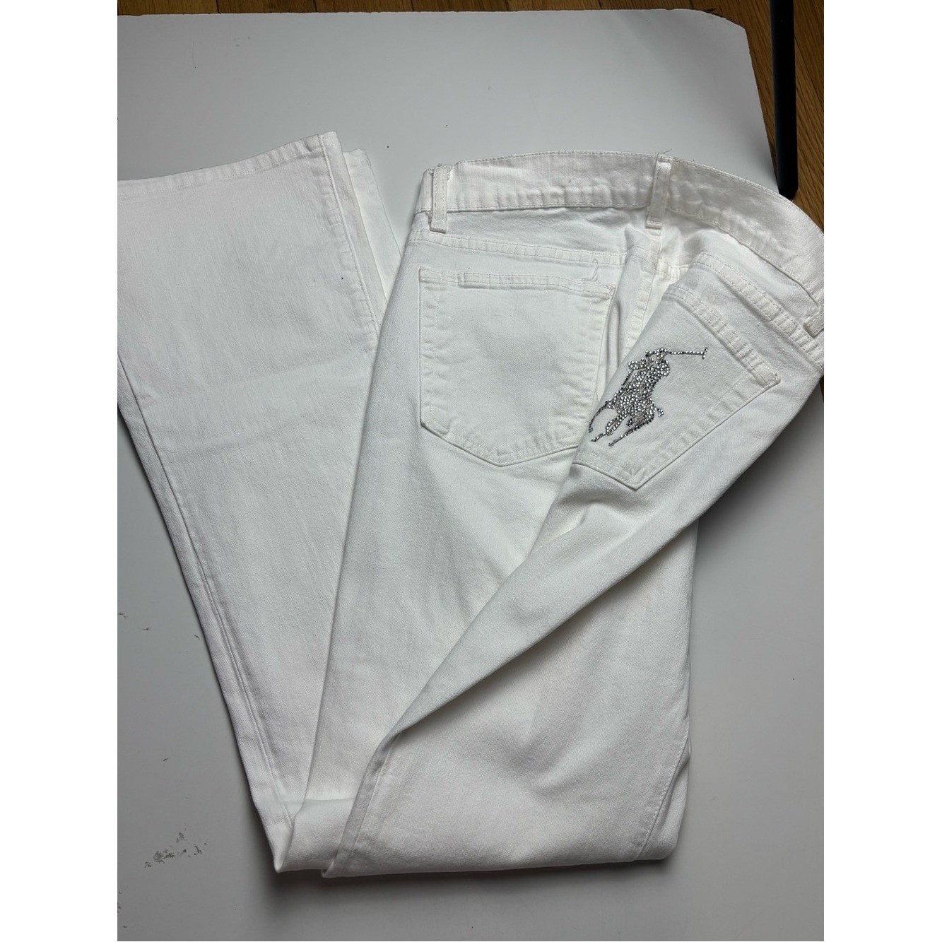Ralph Lauren vintage white logo pocket embellished jeans sz 28