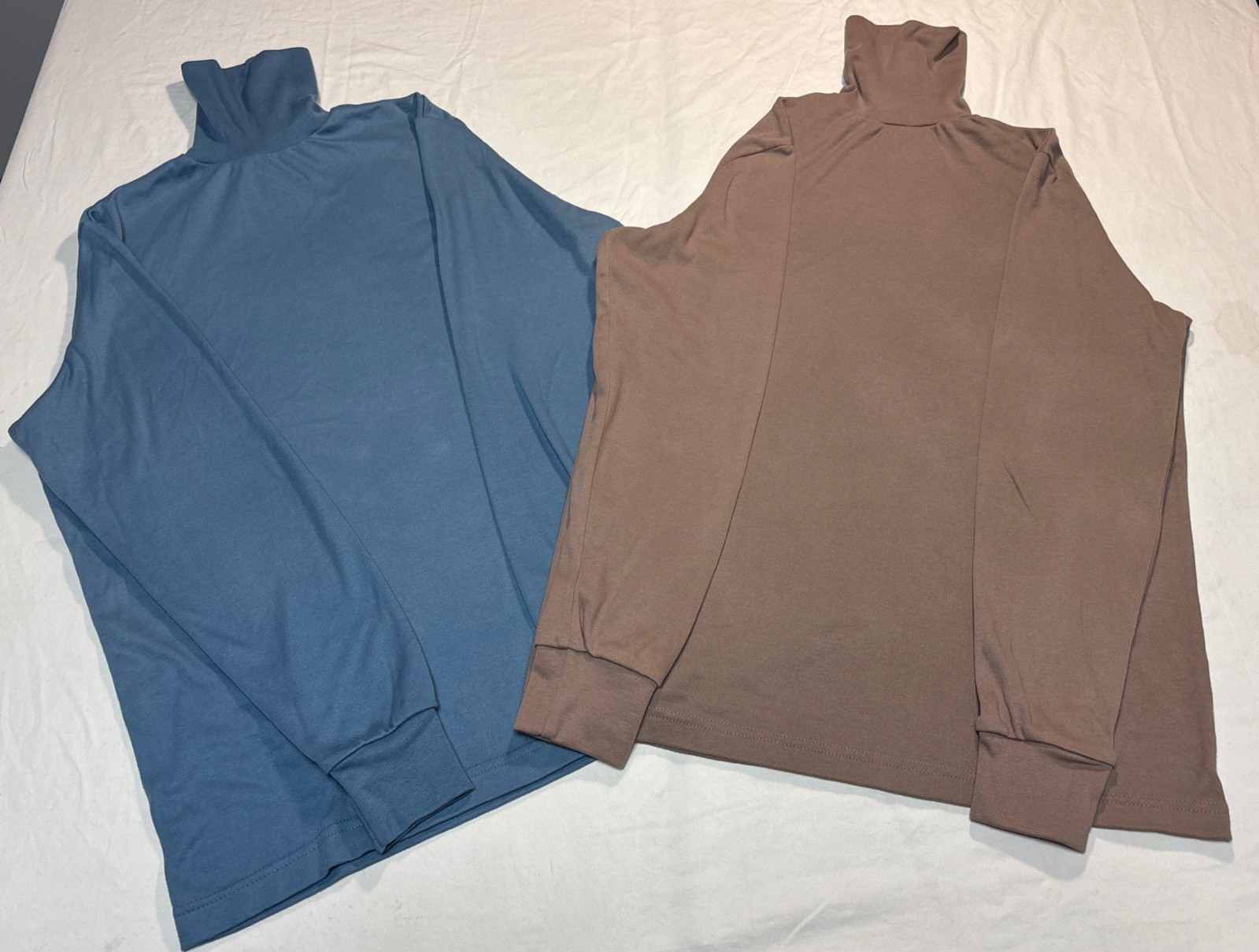 Vintage Corner Stone Turtleneck S Lot of 2 Blue Beige Cotton Polyester