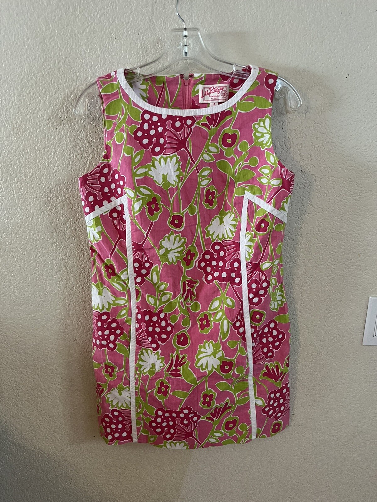 Vintage LILLY PULITZER Originals Hot Pink Multi Floral Sleeveless Shift Dress 4
