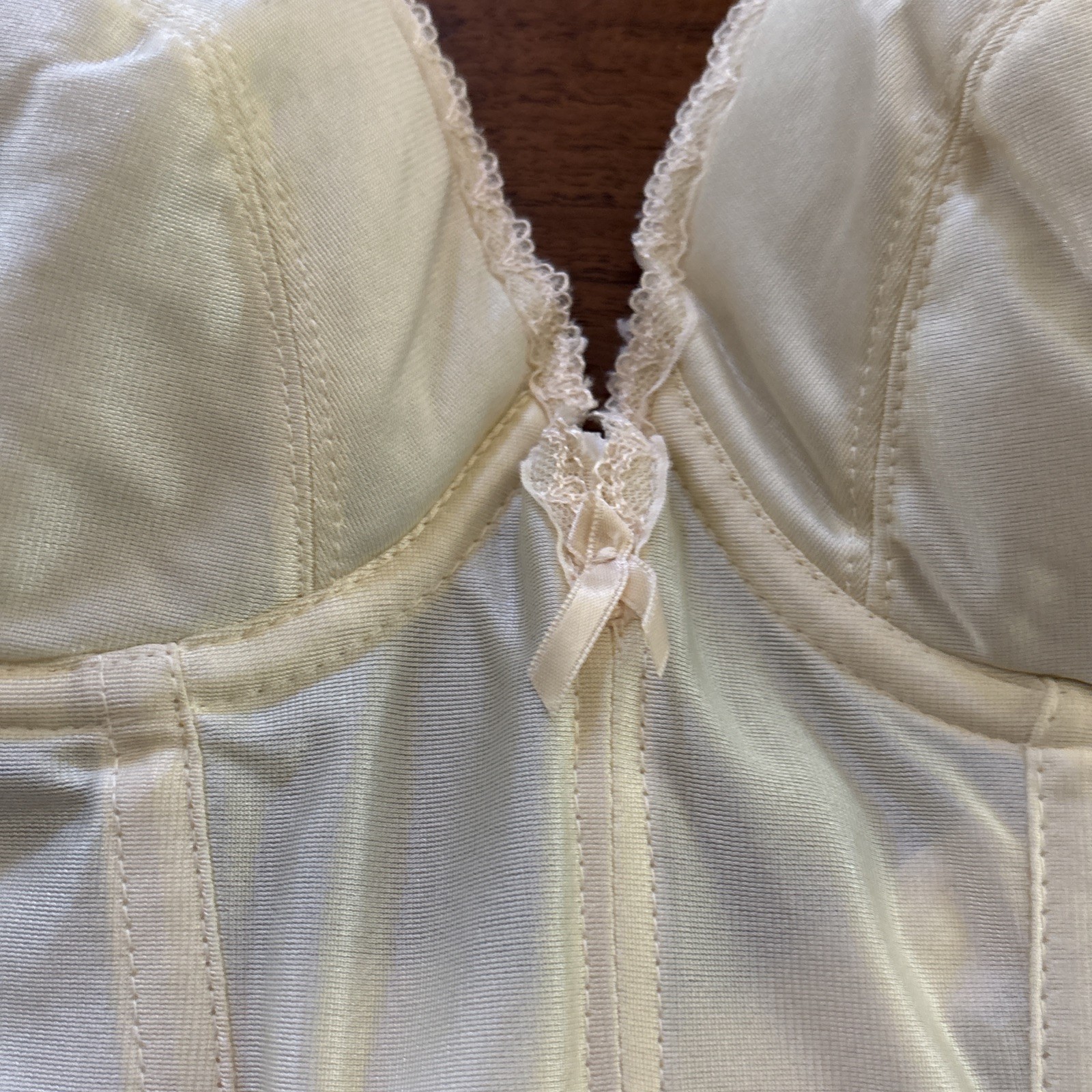 VTG 90s Backless by Smoothie Champagne Lace Long Line Bustier Bra 36B NWT NOS