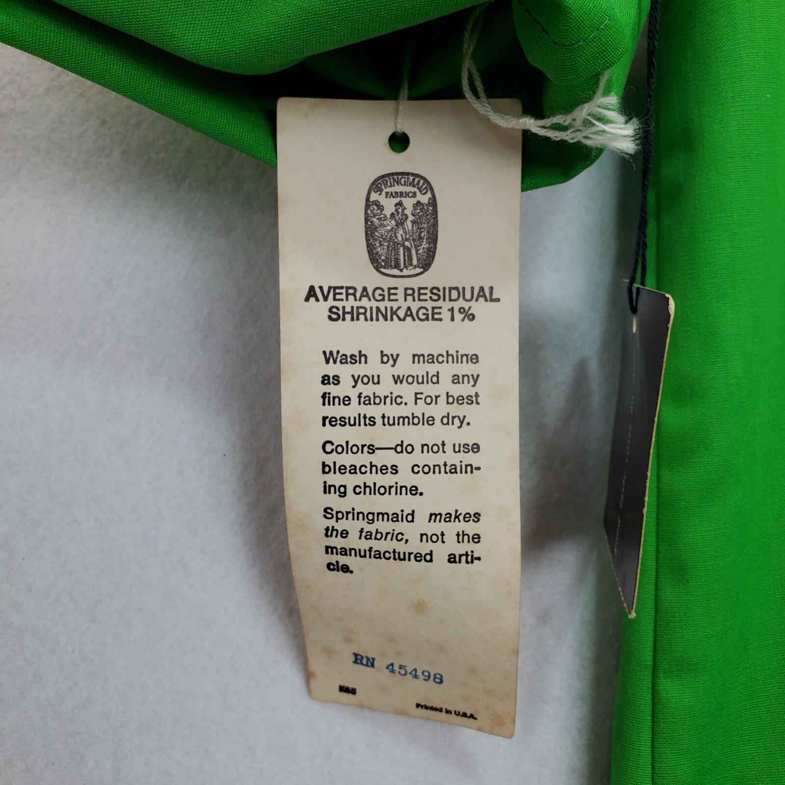 Vintage (Original Tags) GUMPS SF Lime Green Hostess Kaftan w/Frog Buttons Sz 8