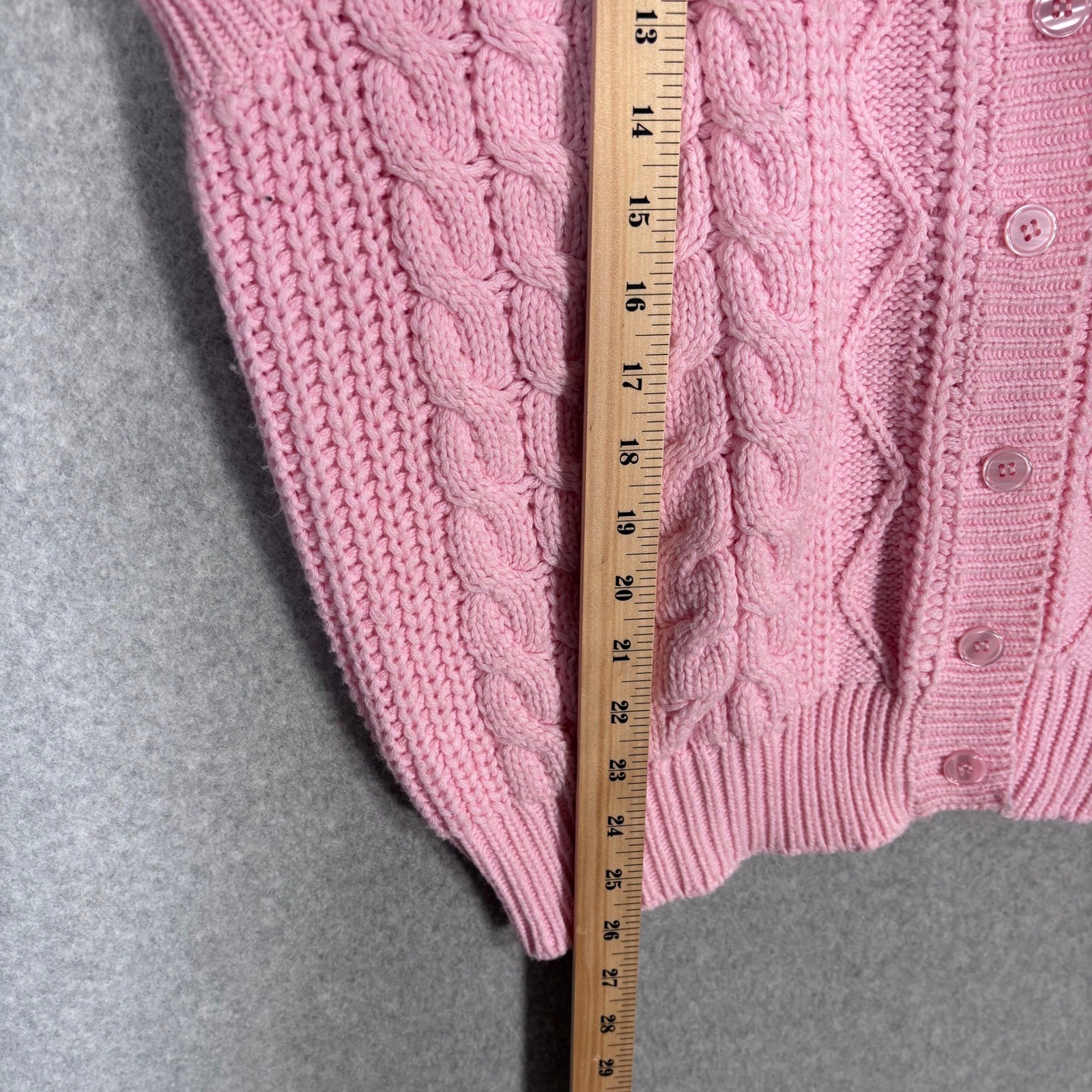 Vintage Cable Knit Sweater Vest Cardigan Large Cottage Granny Feminine Pastel