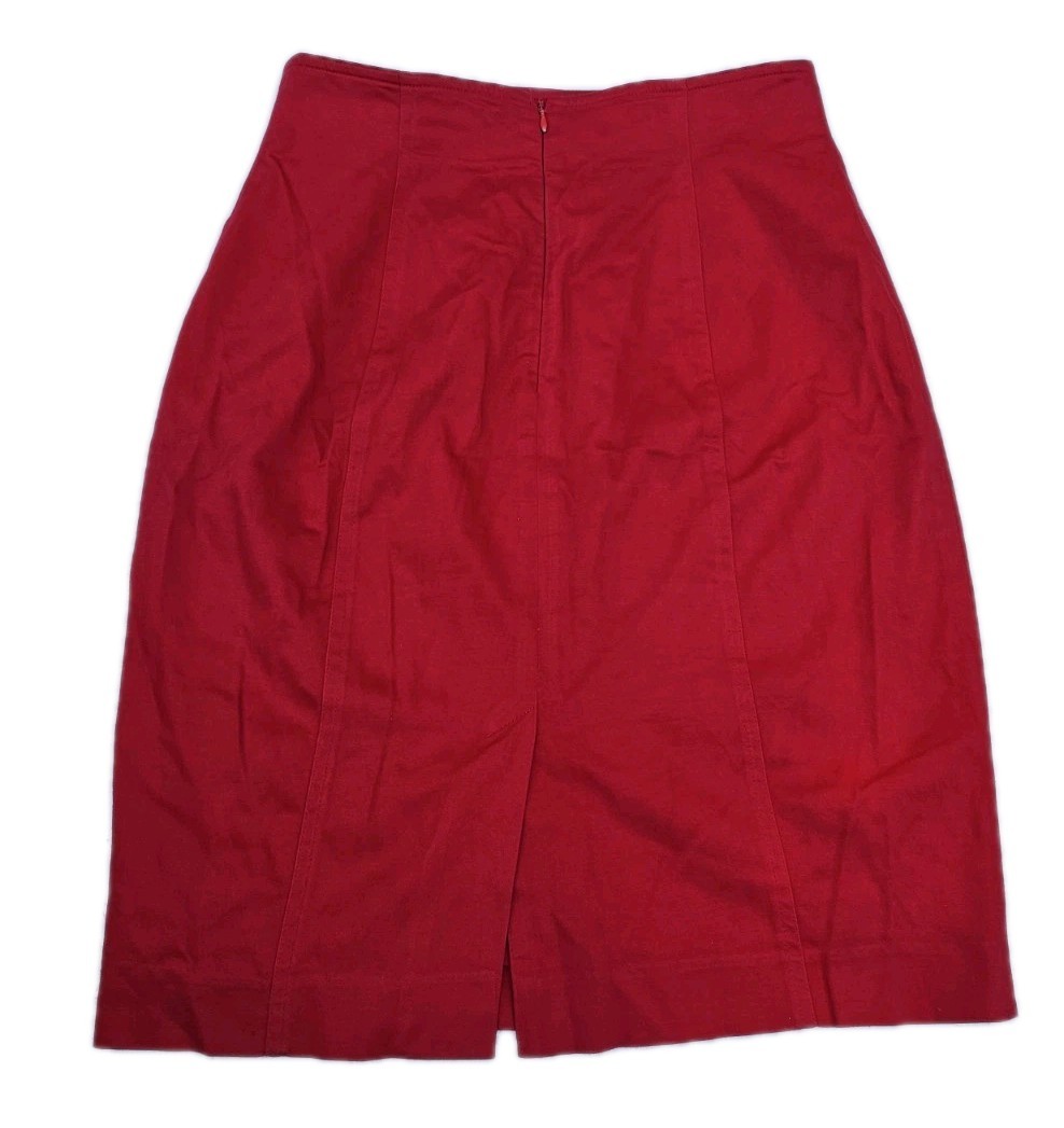Liz Claiborne Collection Red Cotton Skirt Sz 10P Pencil High Waist Y2K Vintage