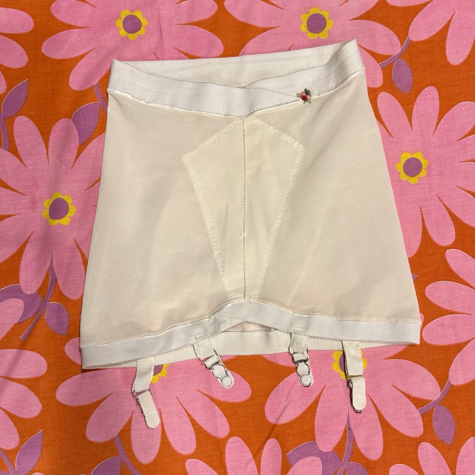60s Vintage Open Bottom Panty Girdle w Garters XL Angela