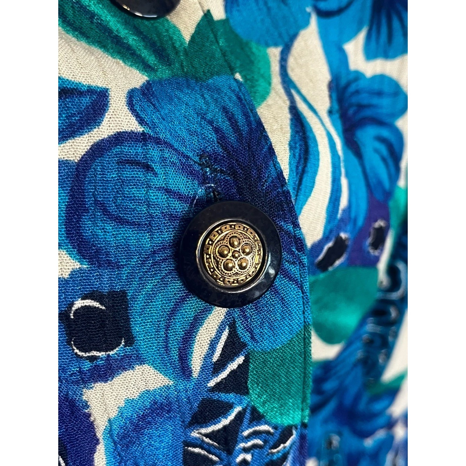 Vintage Floral Paisley Dress Blue 16 Tropical Mod Retro Preppy Classic Secretary