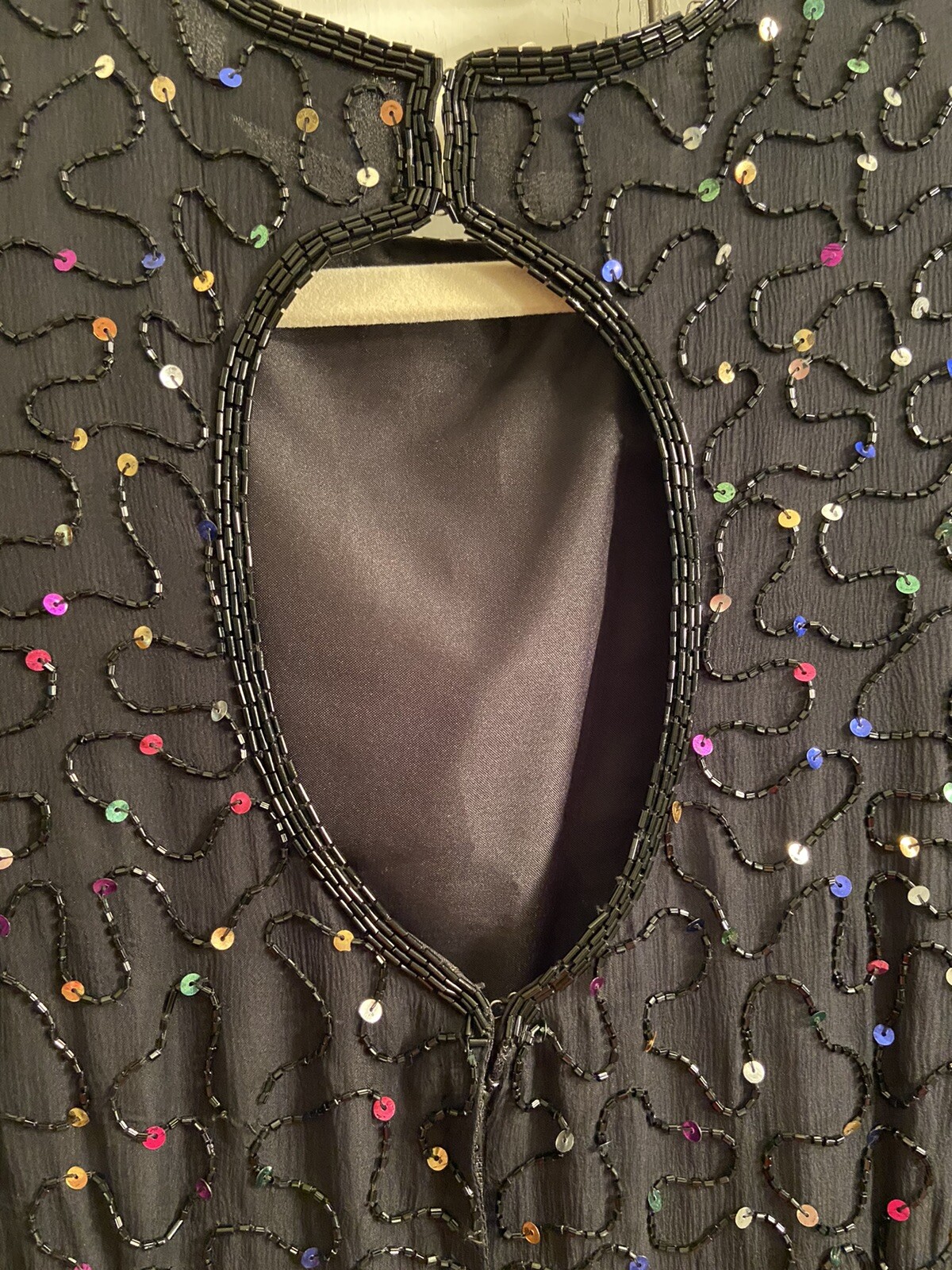 Vintage 100% Silk Bead Dress w/ Multi Color Sequins Made in India by Stenay 10P