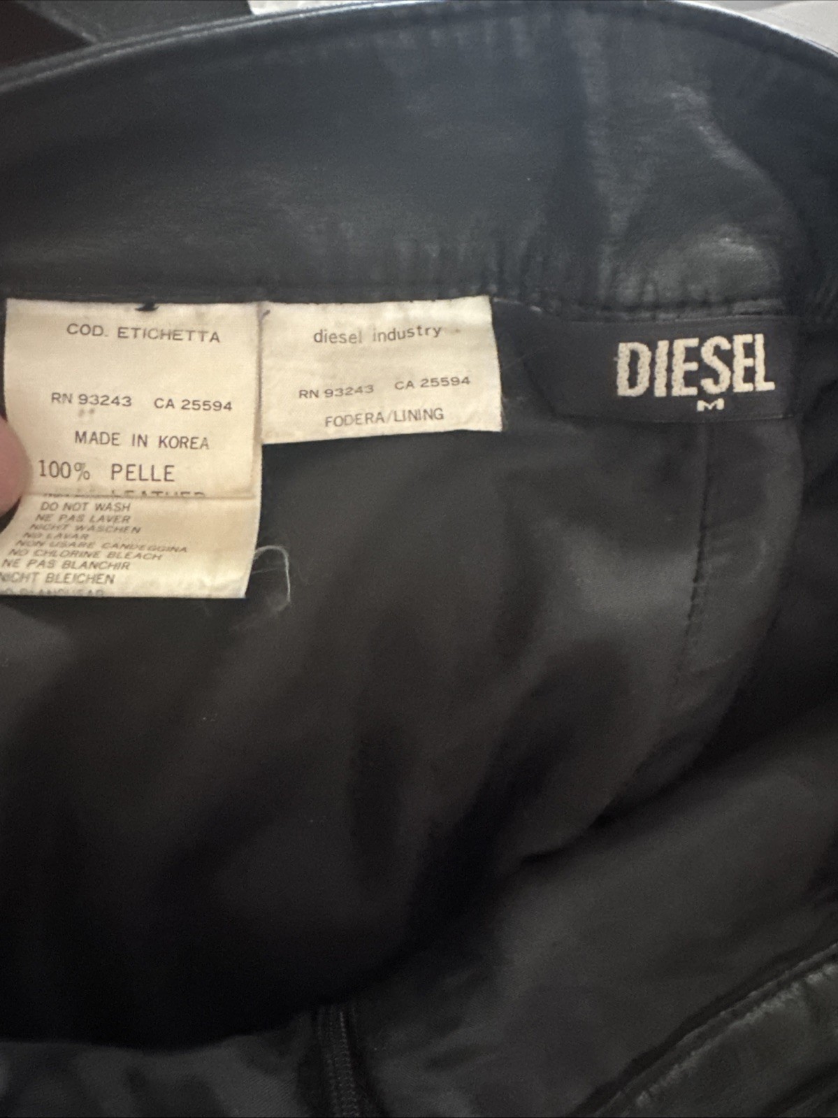 Vintage 80’s Diesel Black Leather ETICHETTA Pants No Pockets Size M