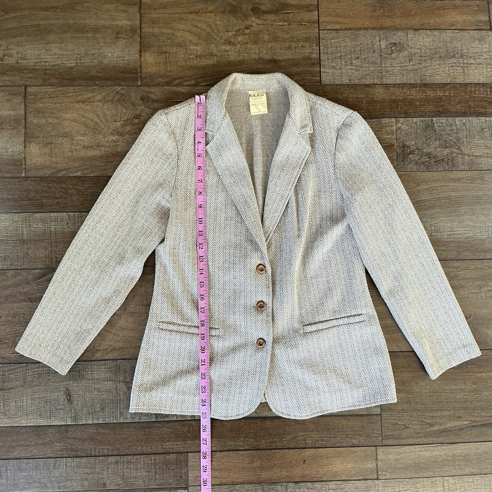VINTAGE KoKoKnits California Pant Suit Womens 10 Tan Houndstooth USA Set #45C8