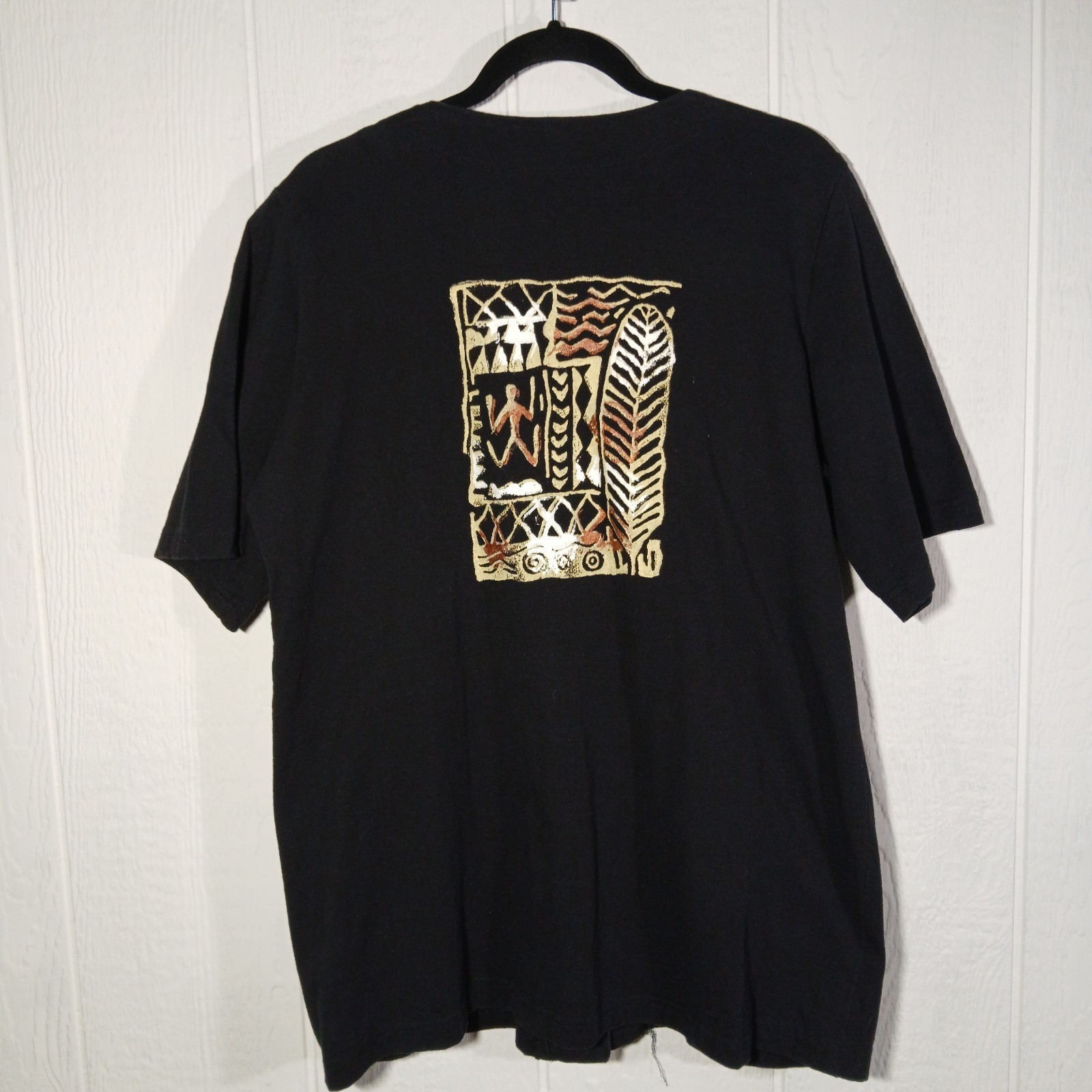 Vtg On The Rocks California Women’s Cotton Shirt, Boho/Tiki Print
